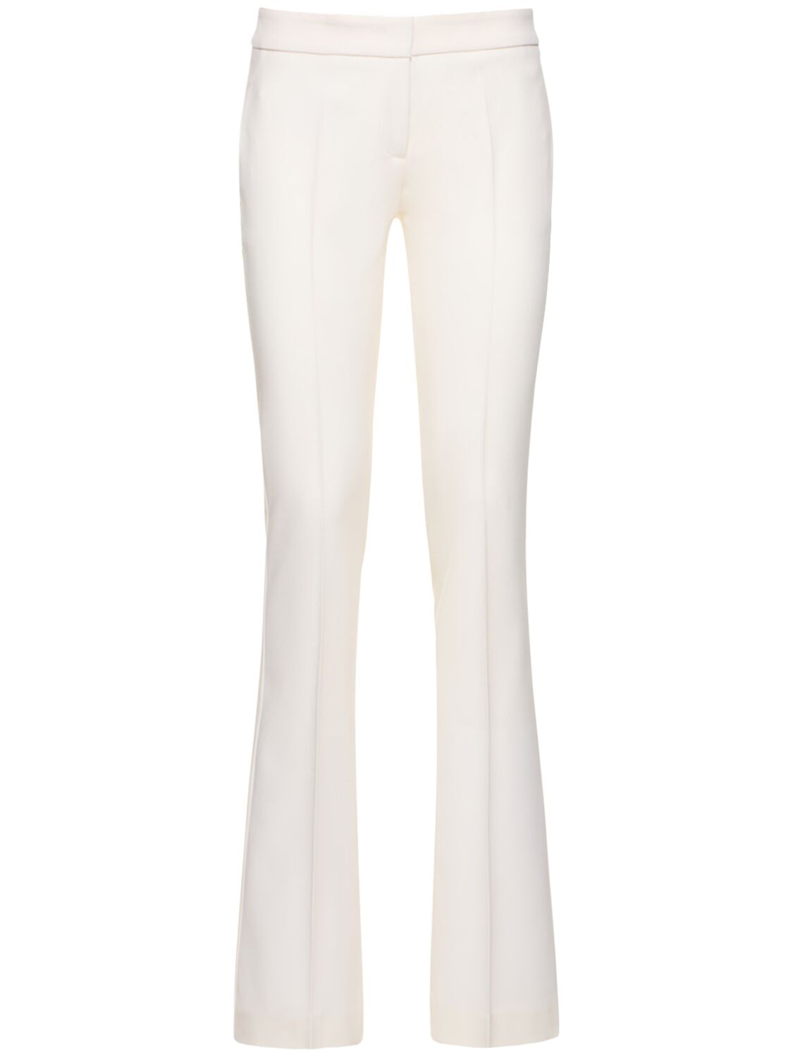 Blumarine Wool Crepe Low Waisted Straight Pants In White