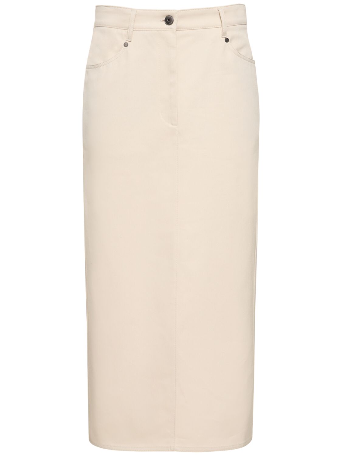 Brunello Cucinelli Denim Midi Skirt In Ivory