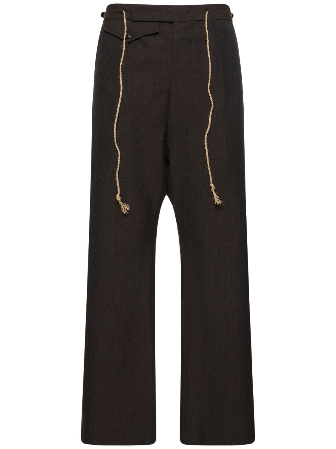 Maison Margiela Flannel Pants W/ Self Tie In Brown