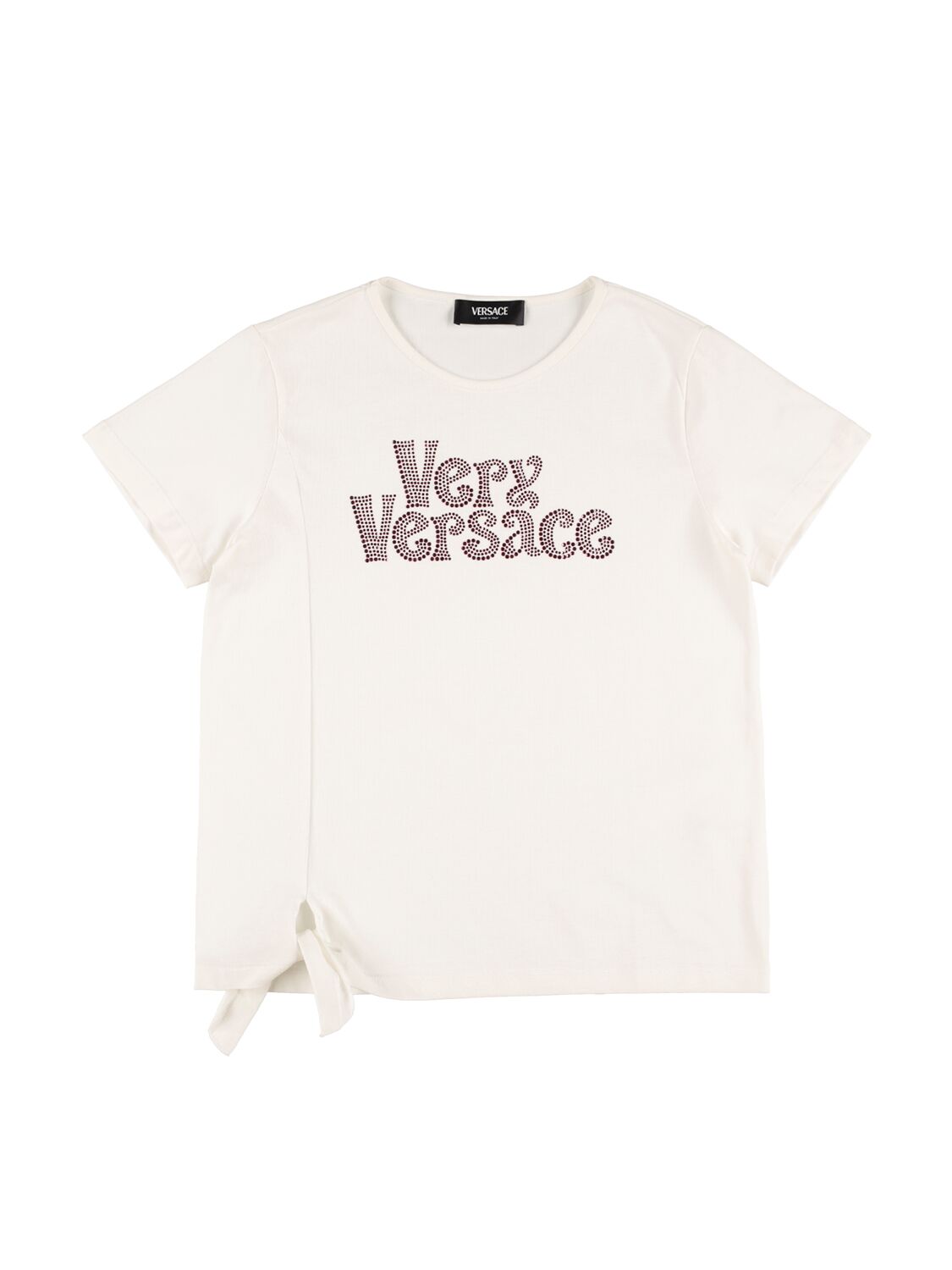 Versace Kids' Logo Print Cotton Jersey T-shirt W/bow In White