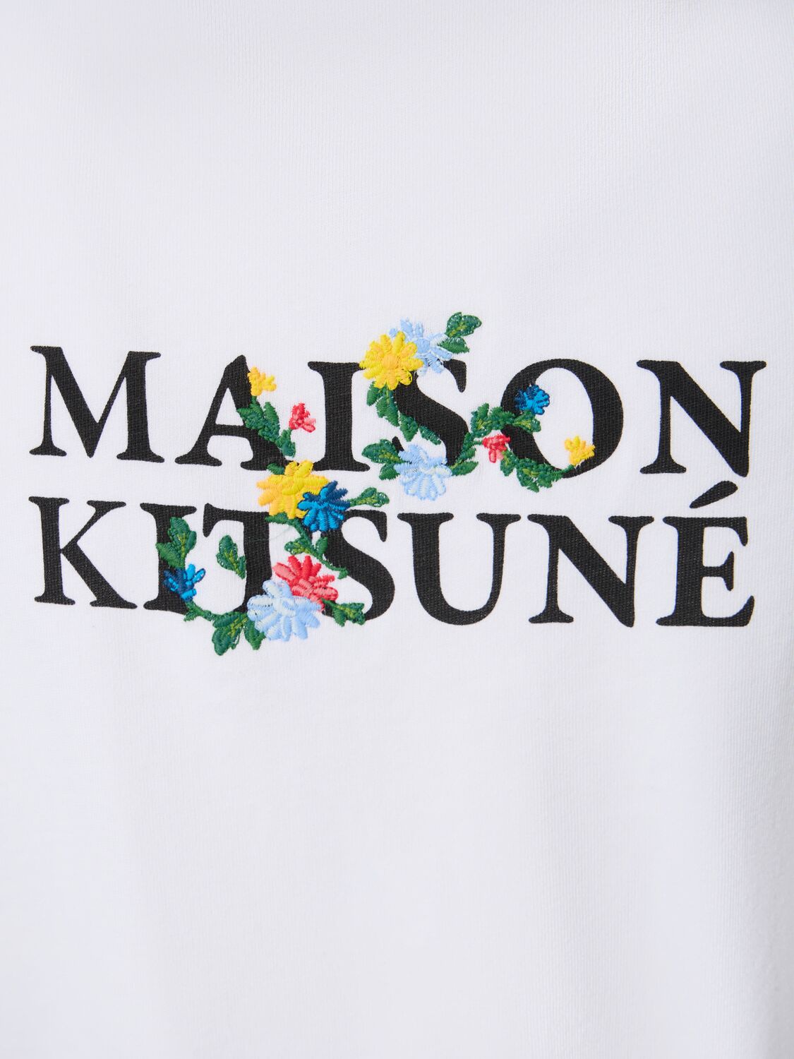 Shop Maison Kitsuné Maison Kistune Flowers Oversize T-shirt In White