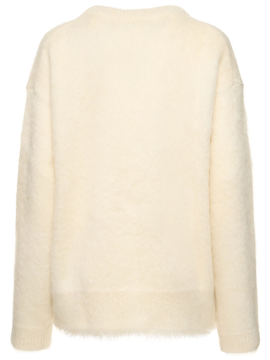 Shop Jil Sander Embroidered Mohair Blend Knit Sweater In Ivory