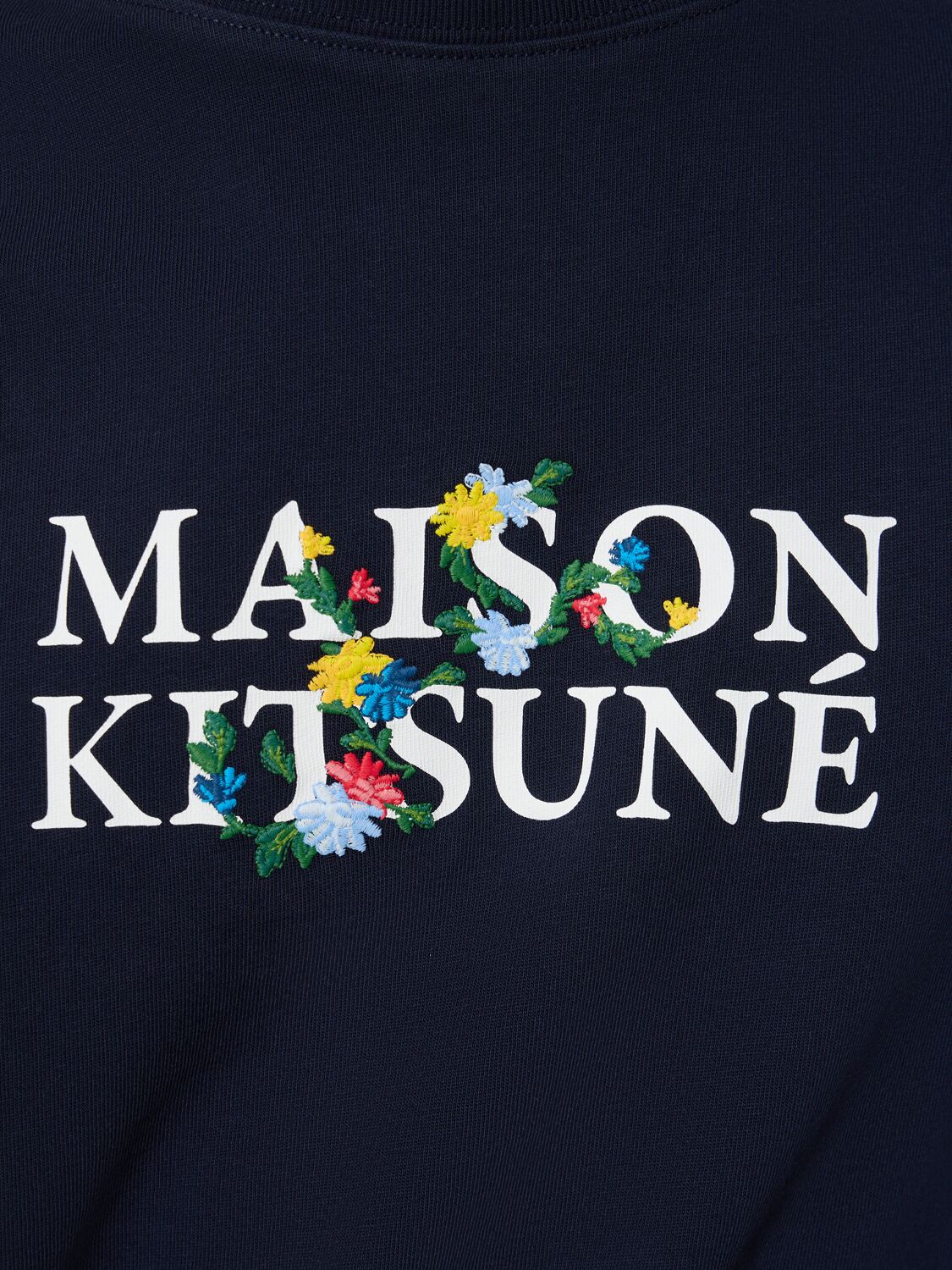 Shop Maison Kitsuné Maison Kistune Flowers Oversize T-shirt In Navy