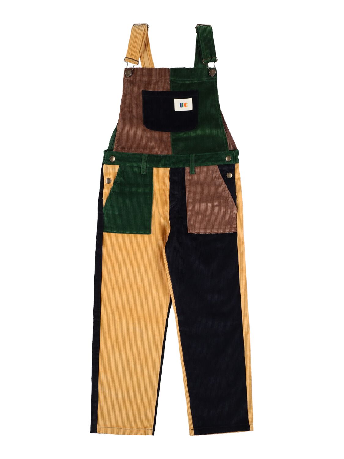 Image of Color Block Cotton Corduroy Overalls