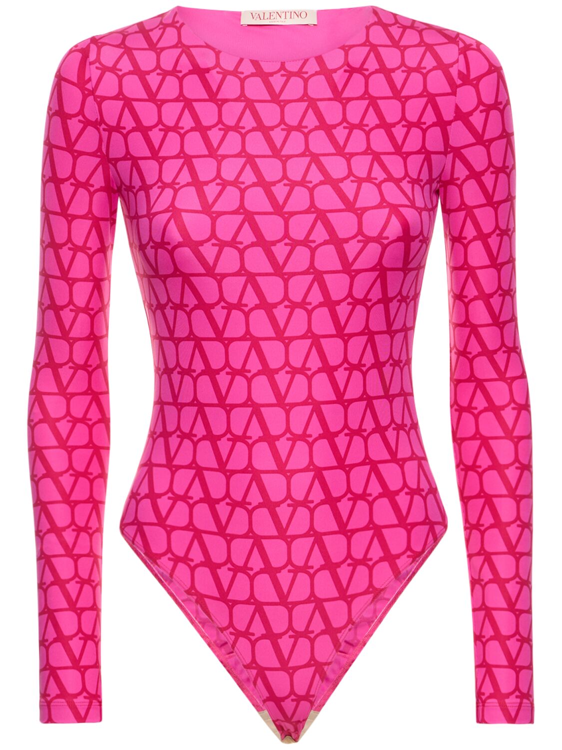 Shop Valentino Logo Printed Jersey Bodysuit In Pink