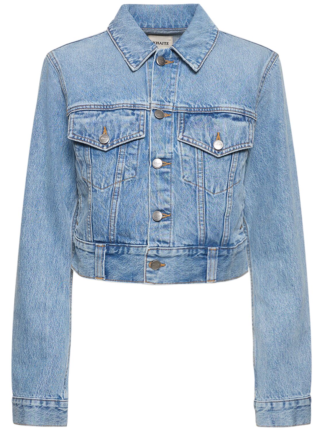 Shop Khaite Rizzo Cotton Denim Jacket In Blue