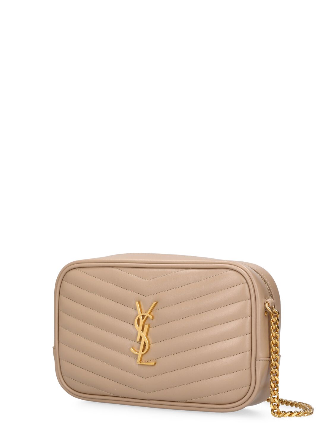 Shop Saint Laurent Mini Lou Leather Shoulder Bag In Dark Beige