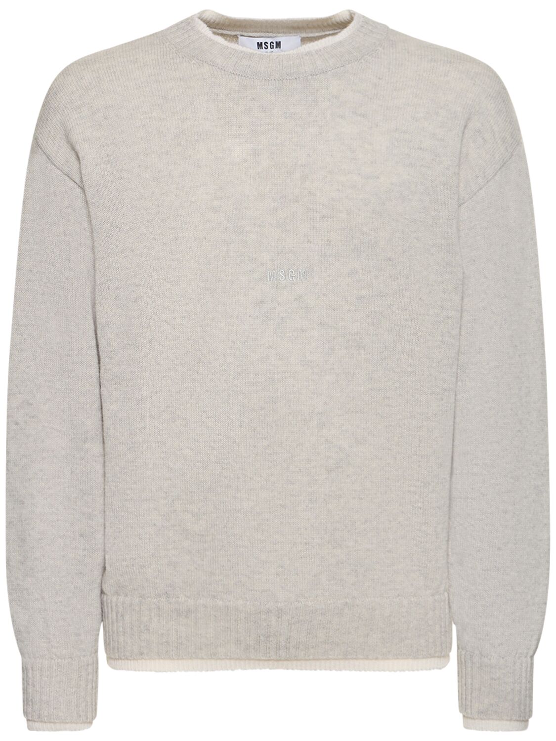 Msgm Logo Wool & Cashmere Knit Sweater In Grey
