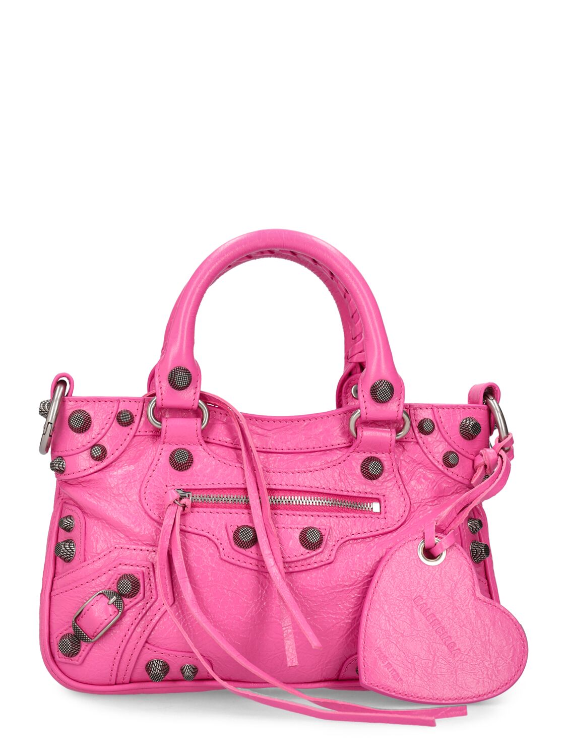 Balenciaga Small Neo Cagole Leather Shoulder Bag In Bright Pink