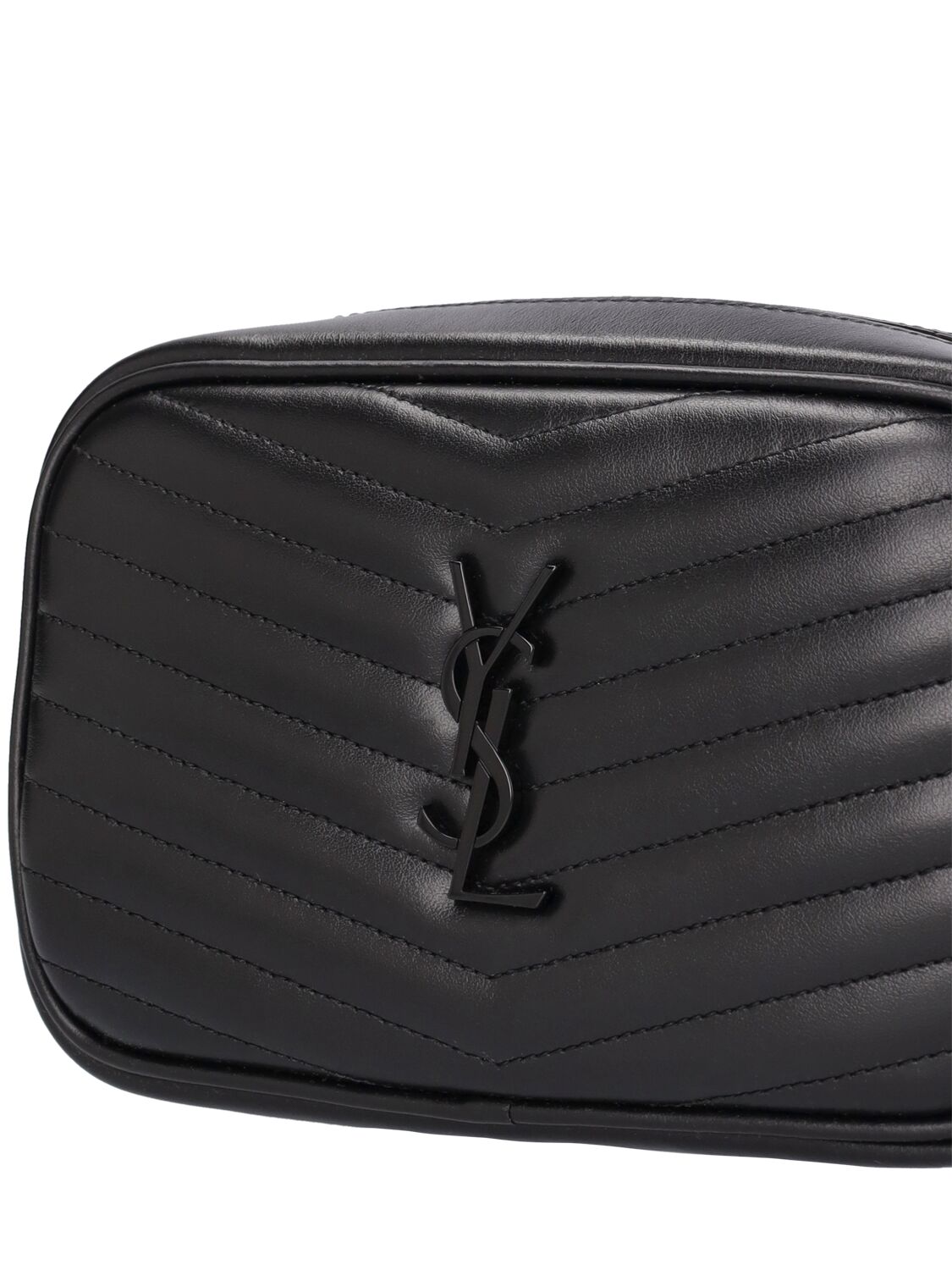 Shop Saint Laurent Mini Lou Leather Shoulder Bag In Black