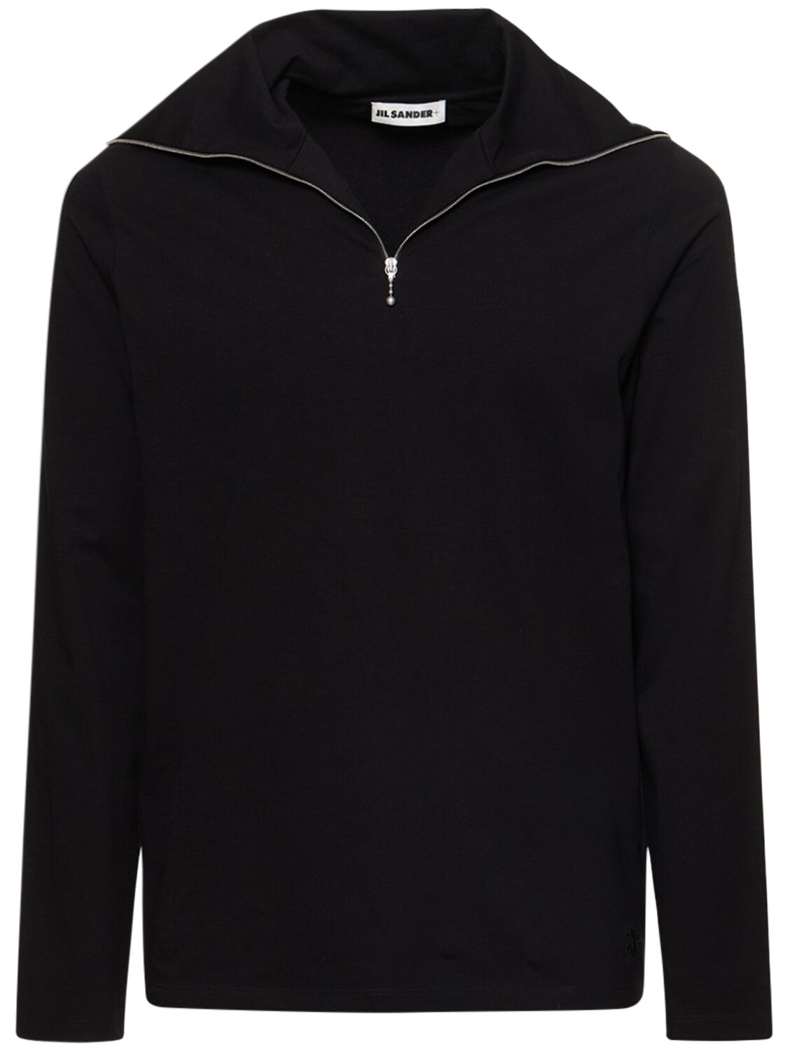 JIL SANDER HALFZIP LONG SLEEVE TOP Jil Sander Gabardine Half-Zip