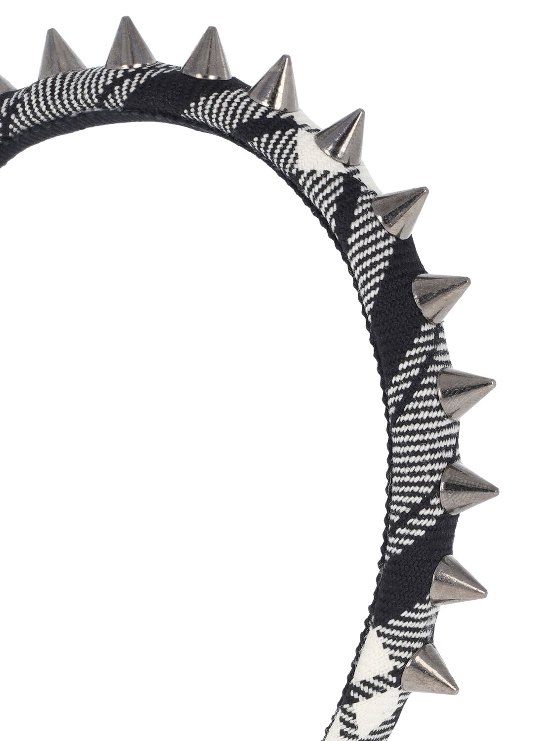 Shop Alessandra Rich Tartan Headband W/ Spikes In Multi,silver