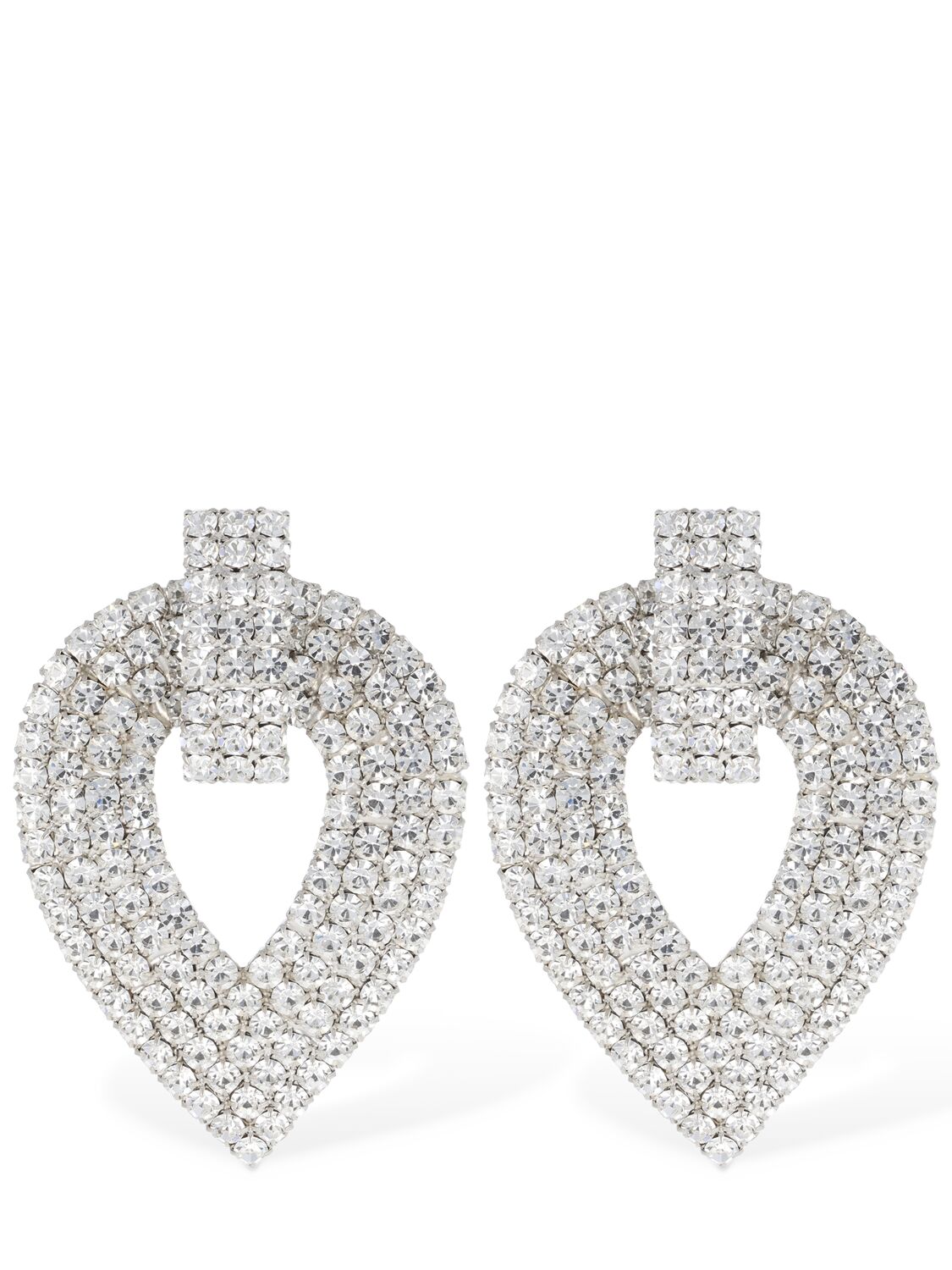Shop Alessandra Rich Crystal Drop Earrings In Silver