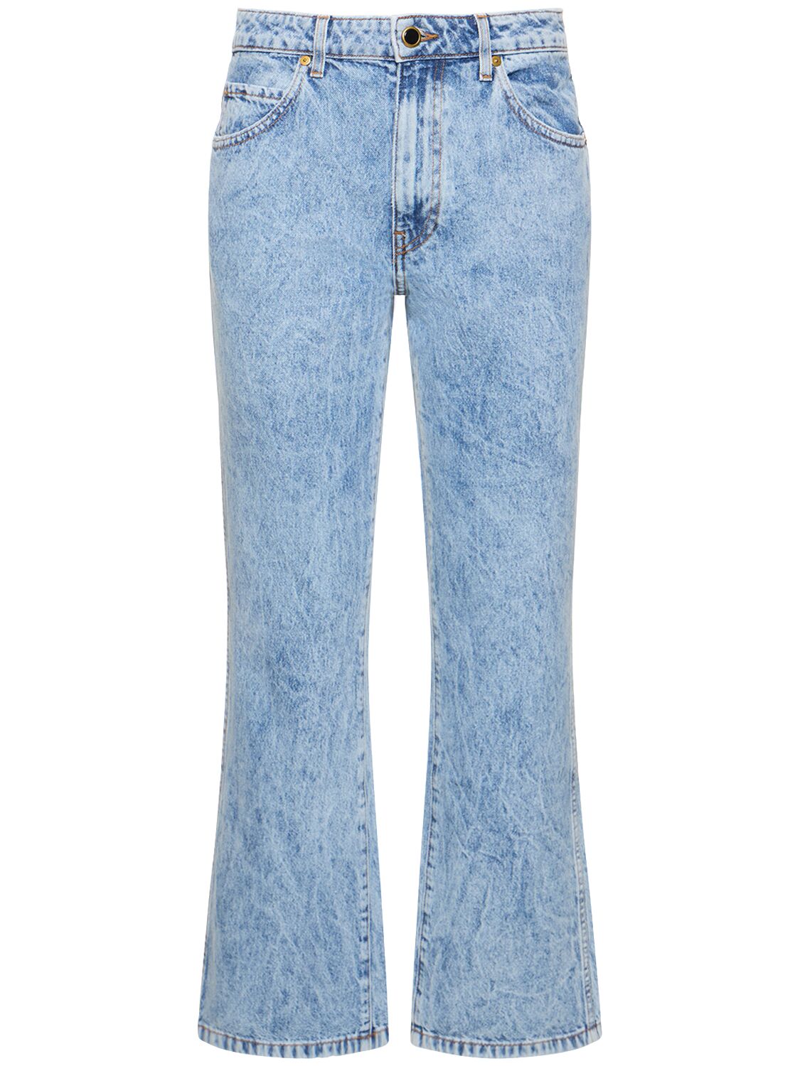 Khaite Vivian New Bootcut Flare Cotton Jeans In Blue