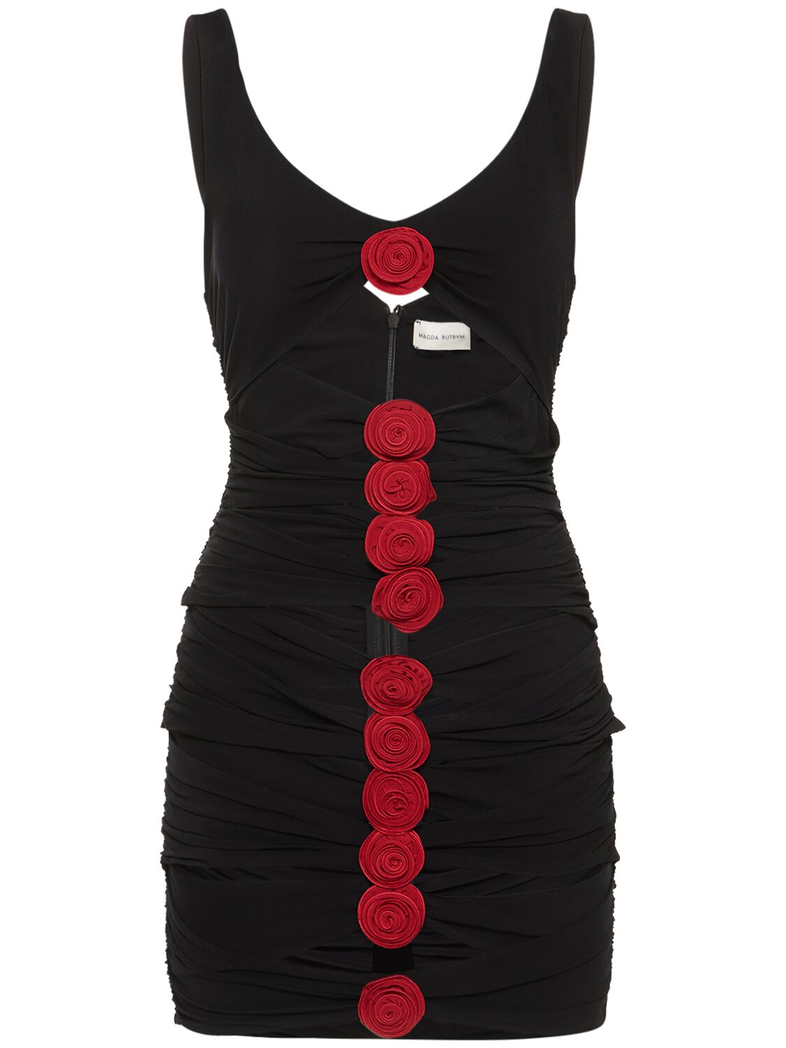 Magda Butrym Contrast Bandage Flower Dress In Black