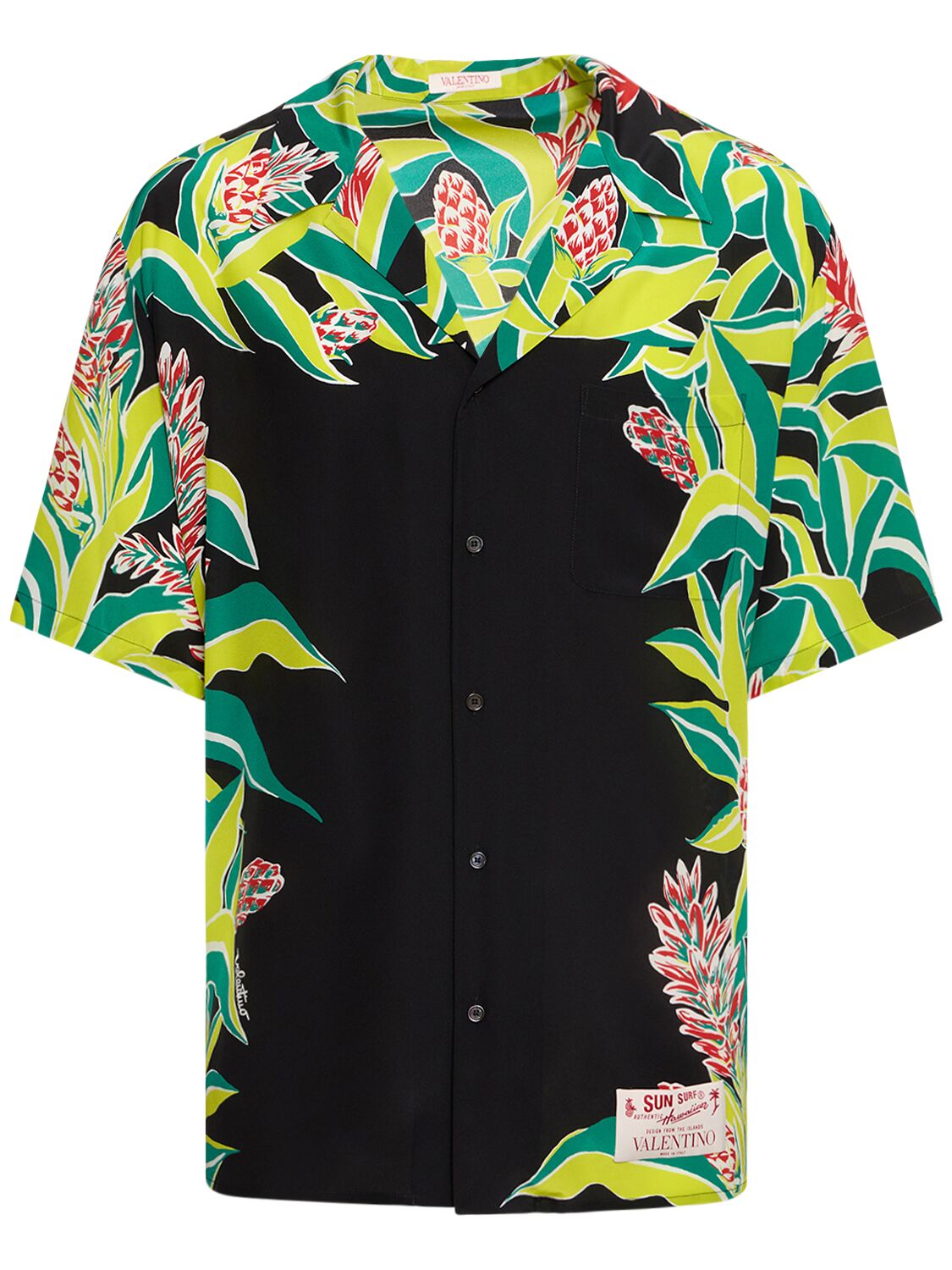 Volcano Printed Silk Bowling Shirt – MEN > CLOTHING > SHIRTS