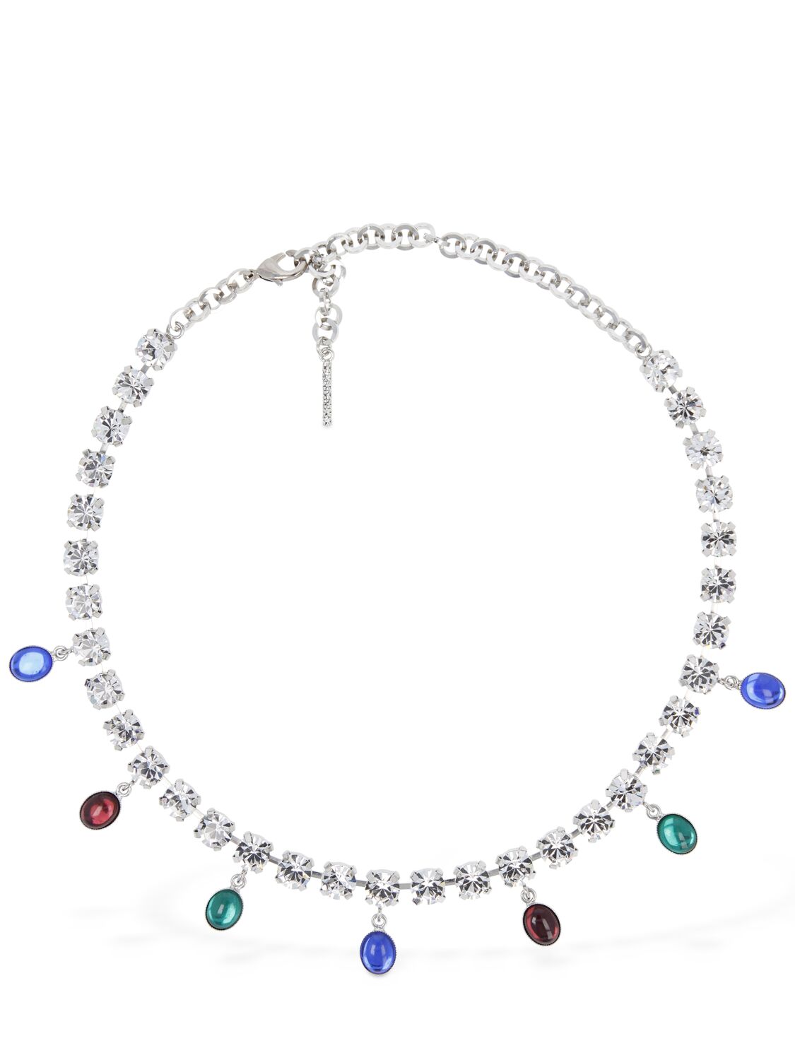 Alessandra Rich Crystal Necklace W/ Pendants In Crystal,multi