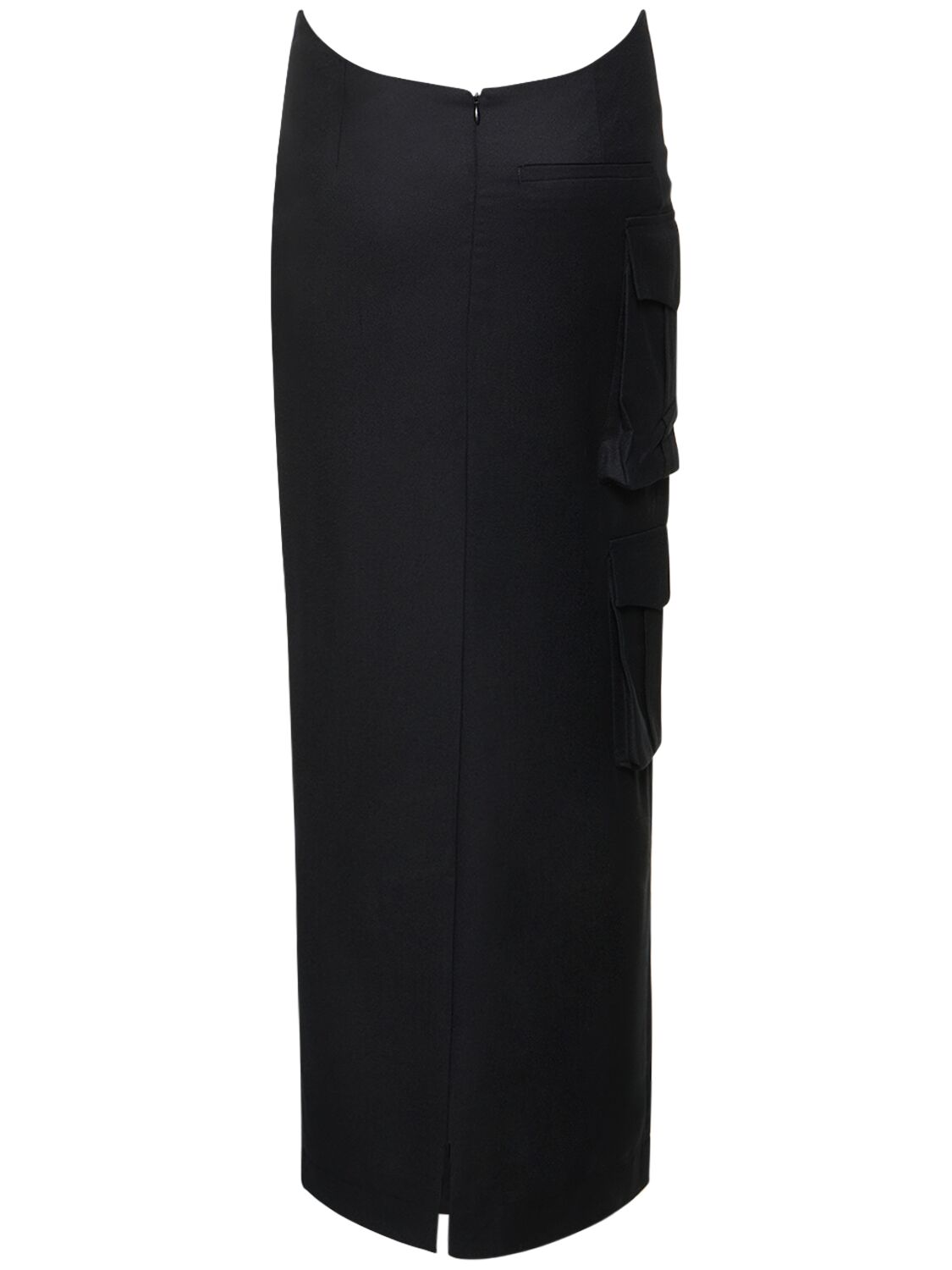 Shop Aya Muse Stok Wool Midi Skirt In Black