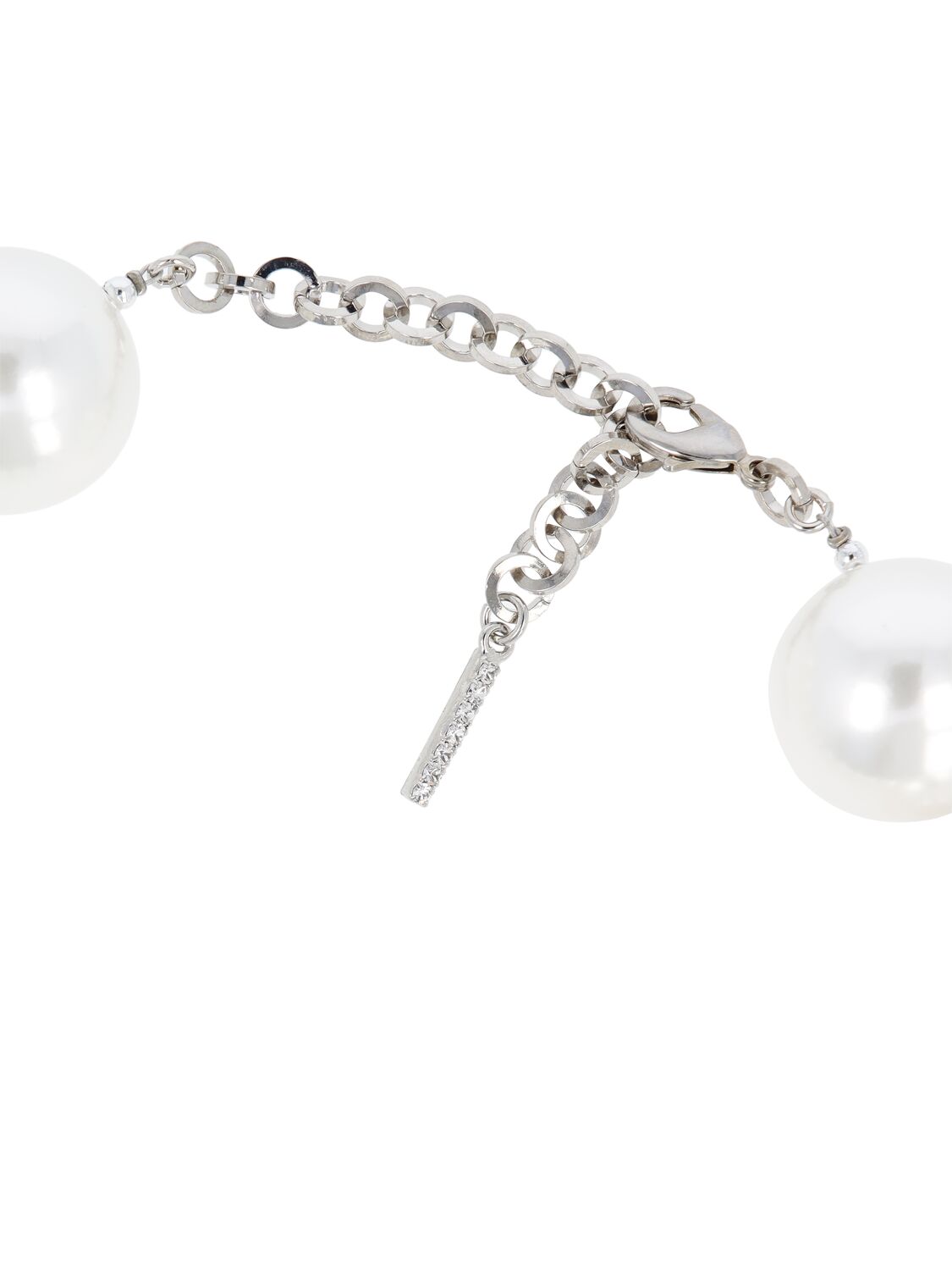 Shop Alessandra Rich Faux Pearl Necklace In White