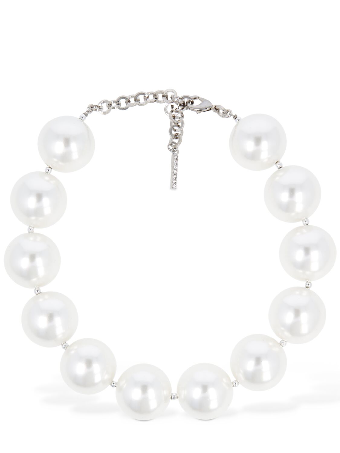 Shop Alessandra Rich Faux Pearl Necklace In White