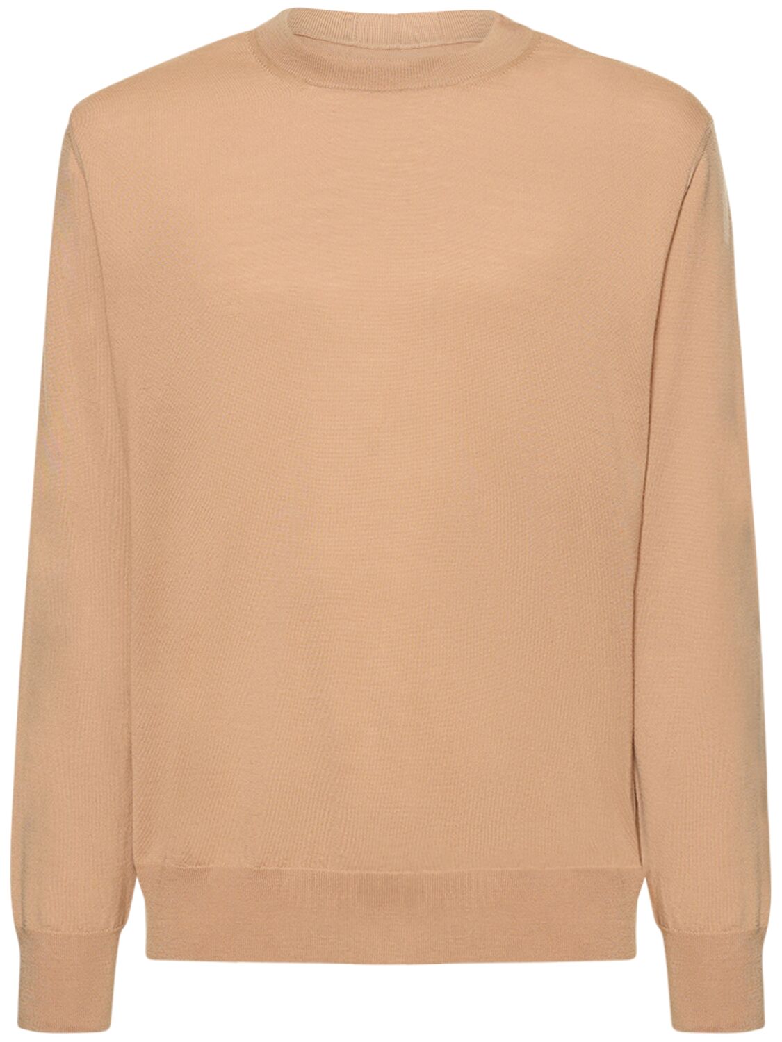 Jil Sander Superfine Wool Sweater In Dark Beige