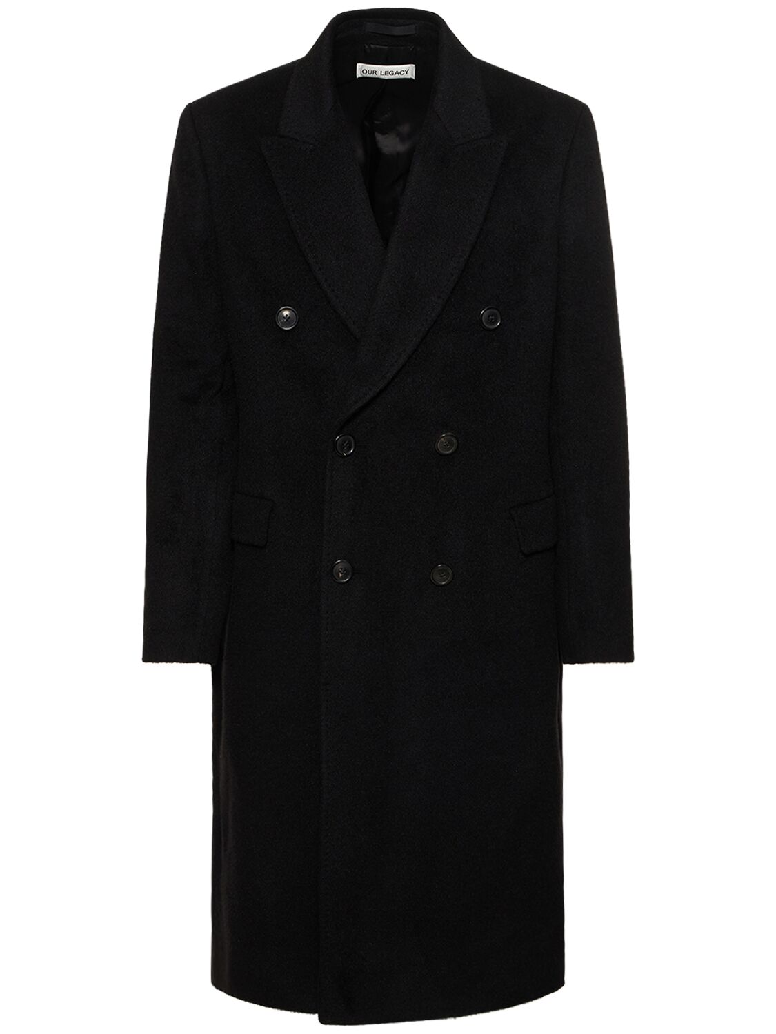 Our Legacy Hairy Mohair Blend Double Breasted Coat In Black