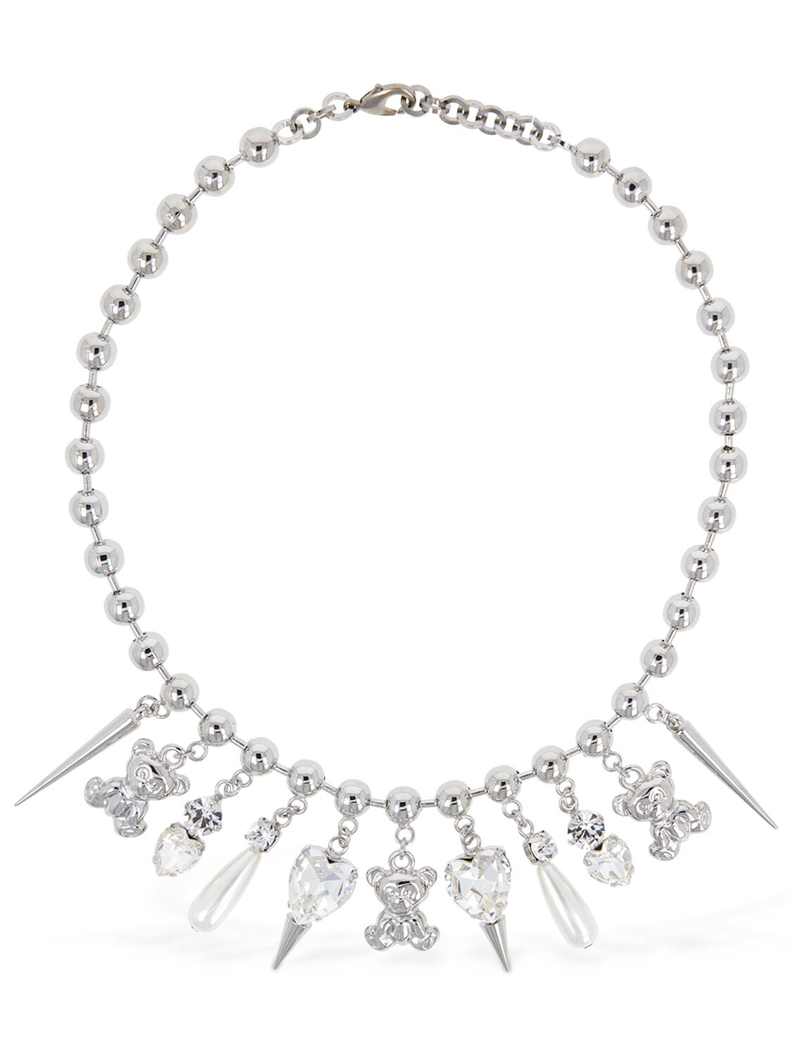 Alessandra Rich Chain Necklace W/ Charms In Silver