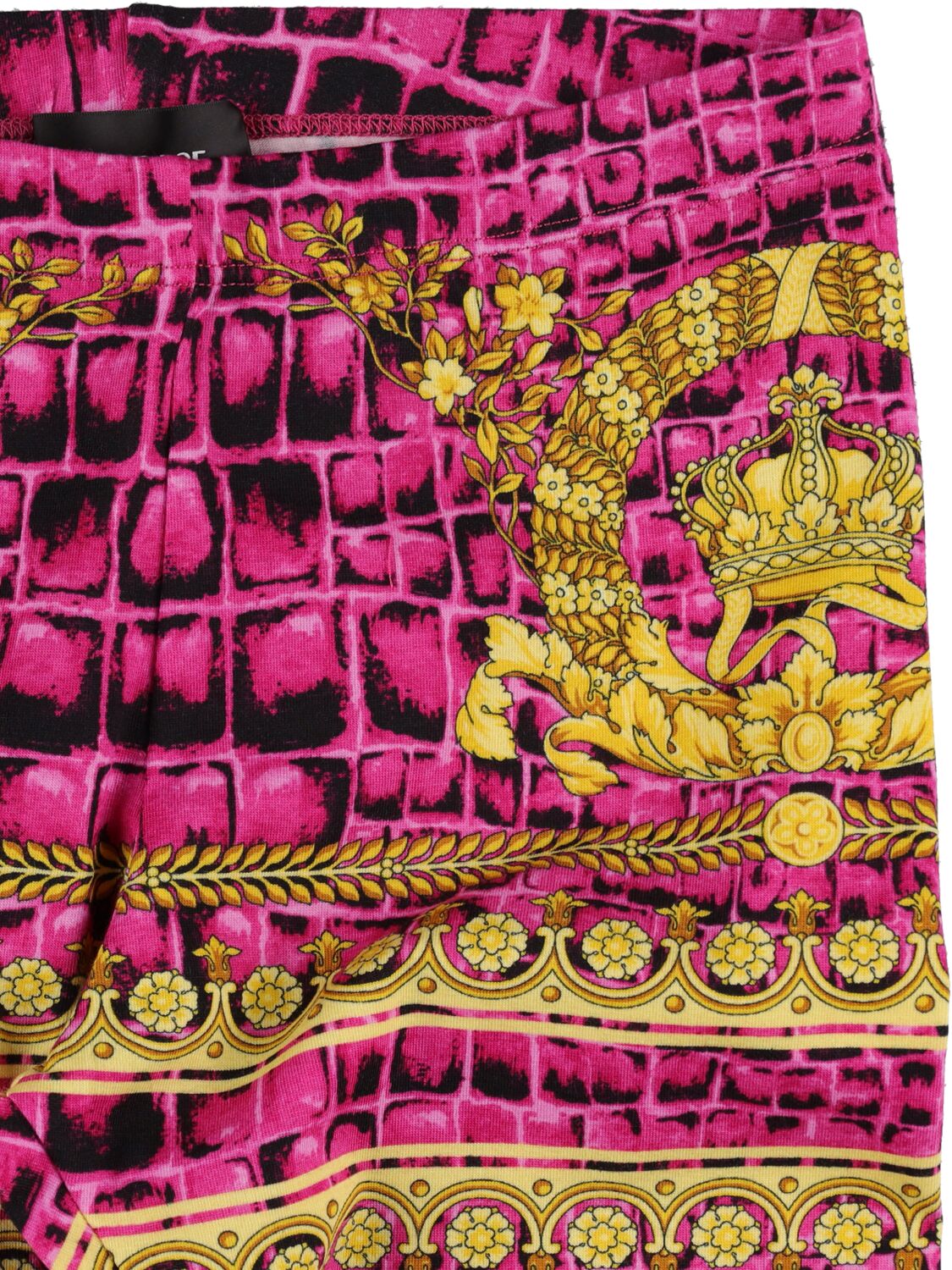 Shop Versace Barocco Print Cotton Jersey Leggings In Multicolor