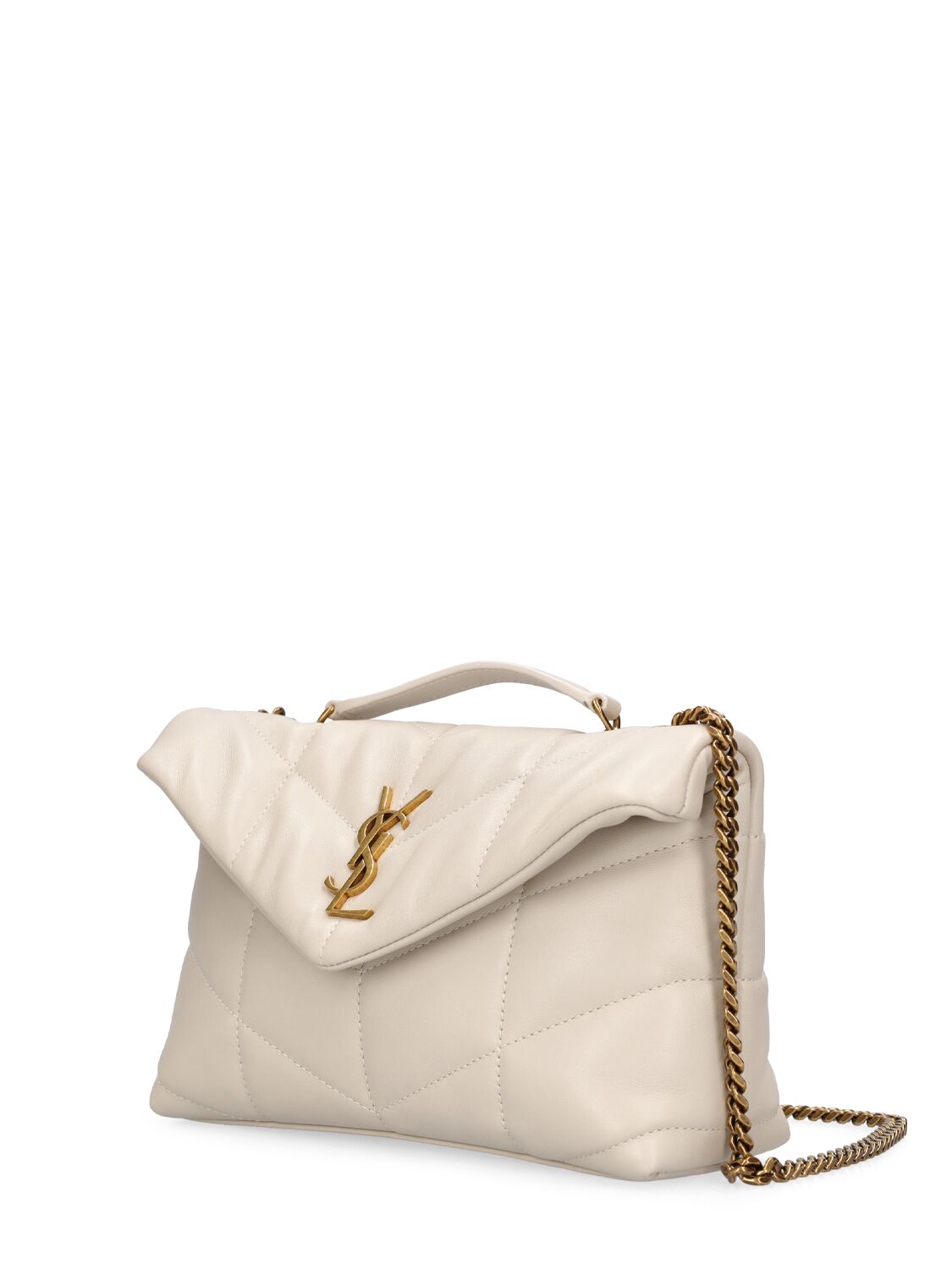 Shop Saint Laurent Toy Puffer Quilted Leather Shoulder Bag In Crema Soft