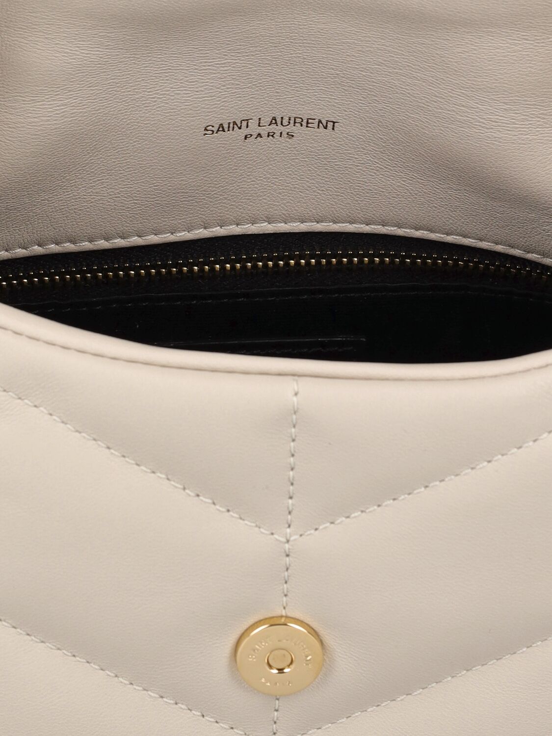 Shop Saint Laurent Toy Puffer Quilted Leather Shoulder Bag In Crema Soft