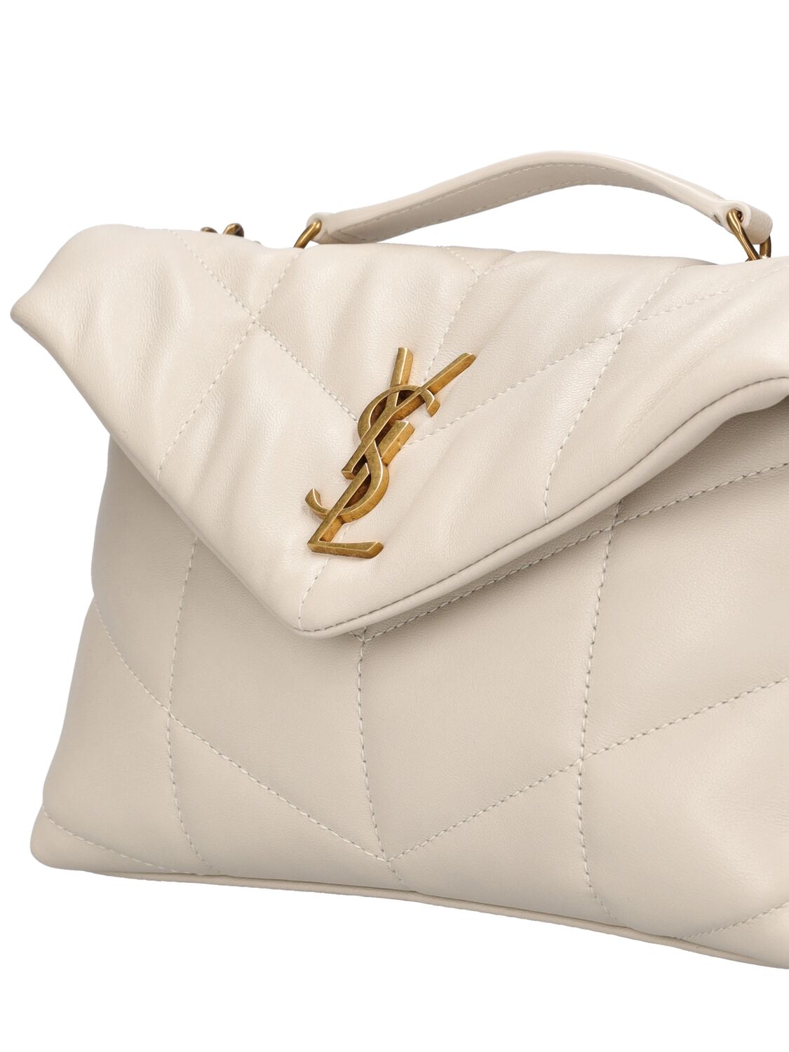 Shop Saint Laurent Toy Puffer Quilted Leather Shoulder Bag In Crema Soft