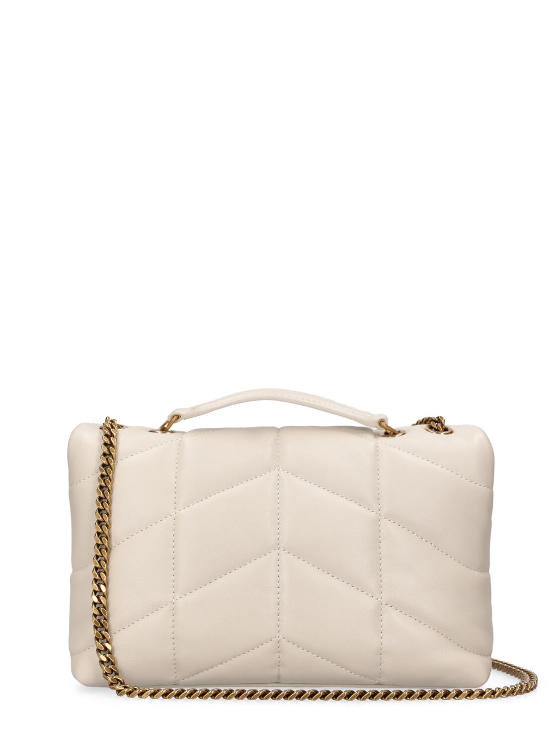 Shop Saint Laurent Toy Puffer Quilted Leather Shoulder Bag In Crema Soft