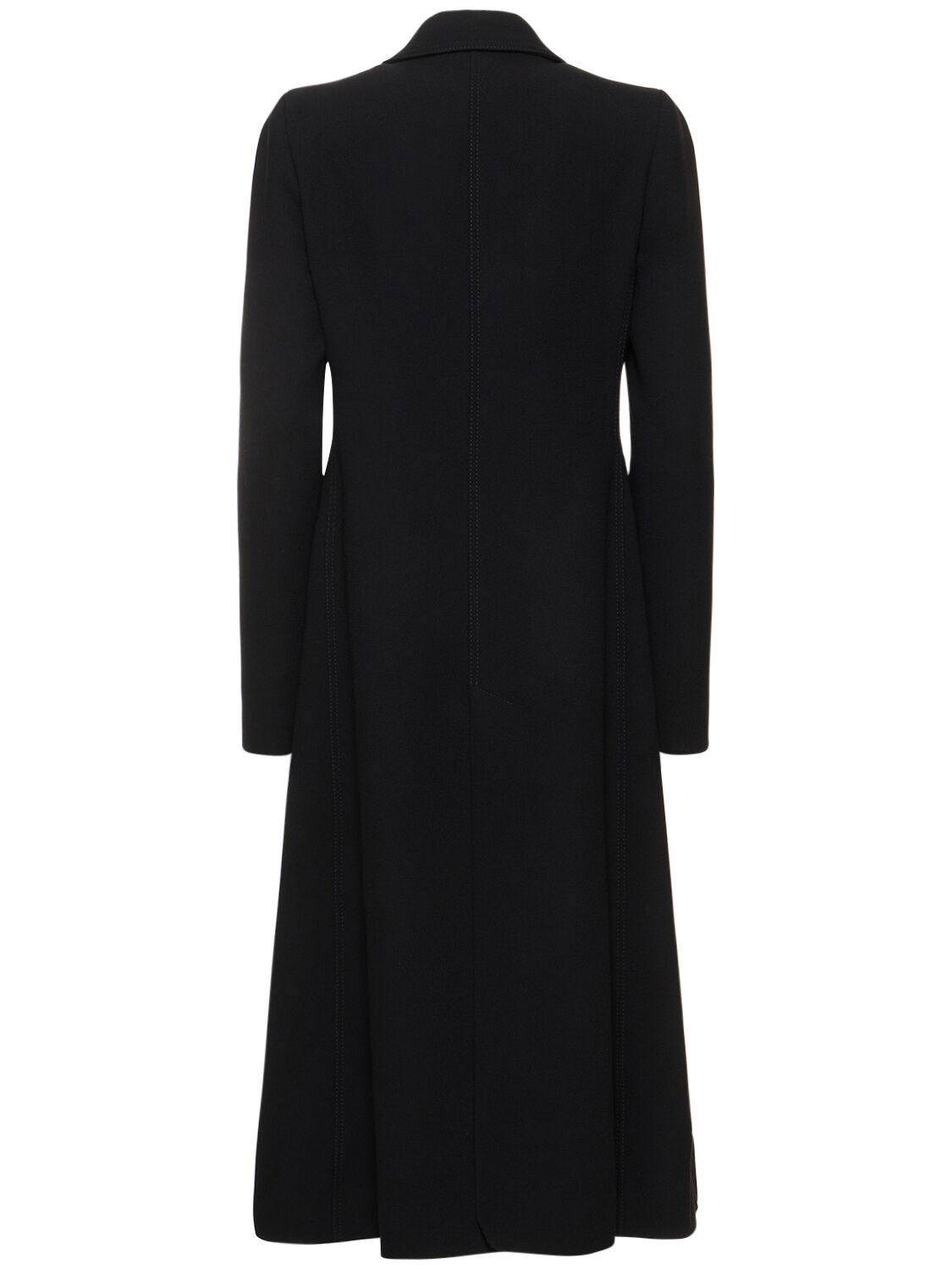 Shop Giambattista Valli Wool Crepe Double Breast Long Coat In Black
