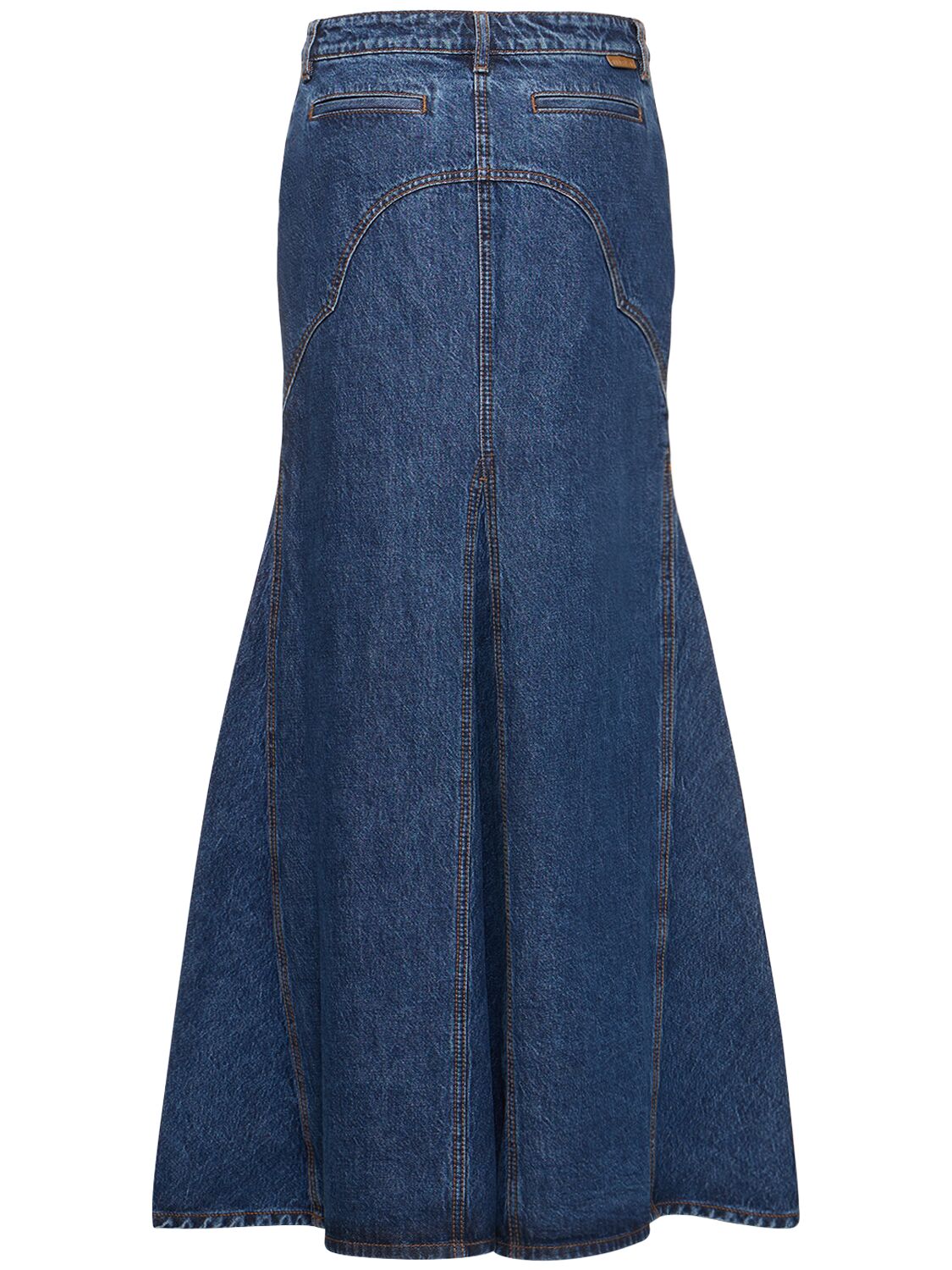 Shop Zimmermann Luminosity Cotton Denim Maxi Skirt In Blue