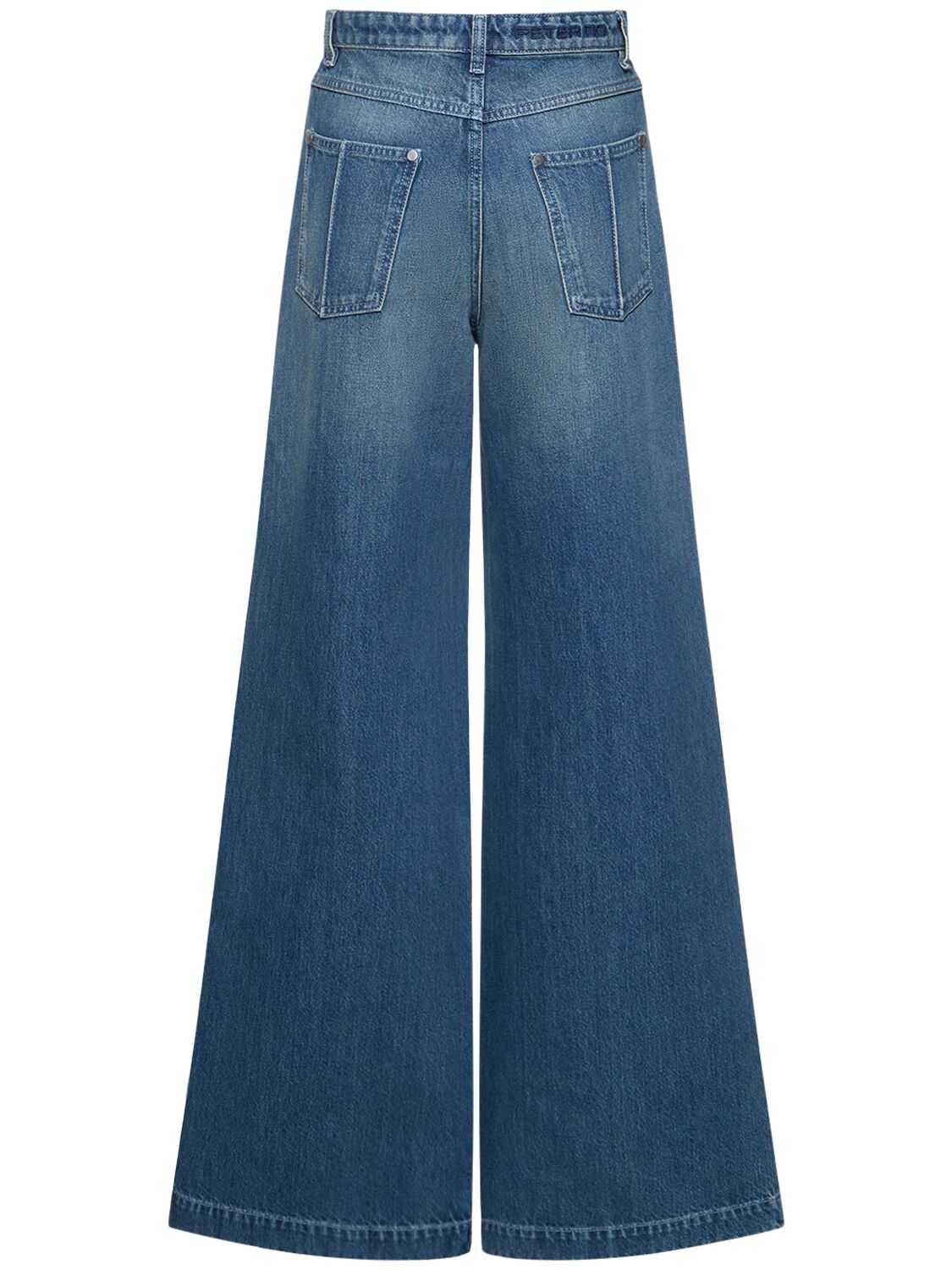 Shop Peter Do Cotton Denim Cut Out Wide Jeans