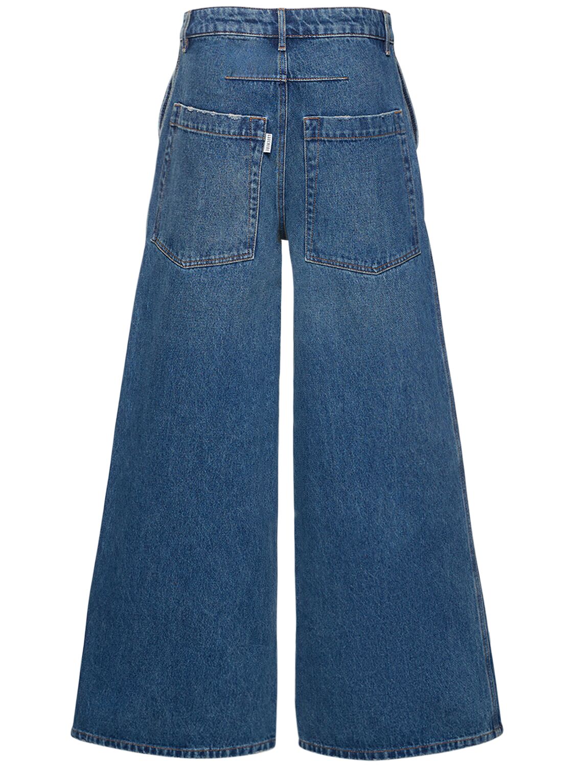Shop Gauchère Low Waist Cotton Denim Wide Leg Jeans In Blue