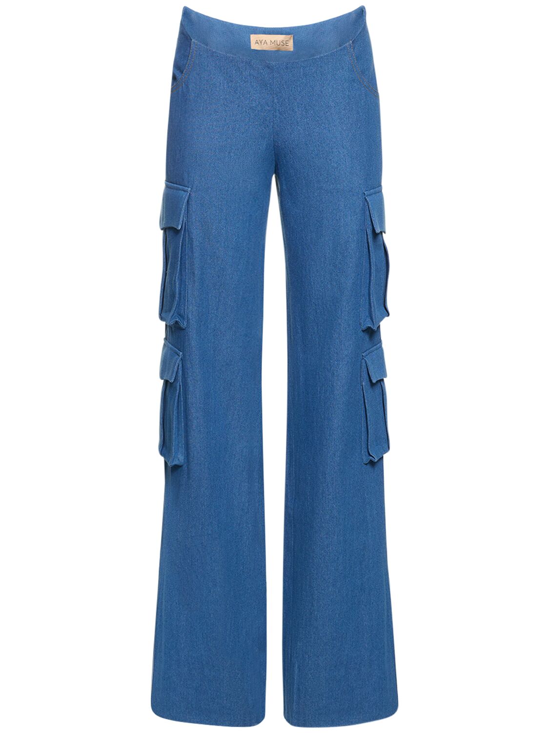 Aya Muse Olia Cotton Cargo Pants In Blue