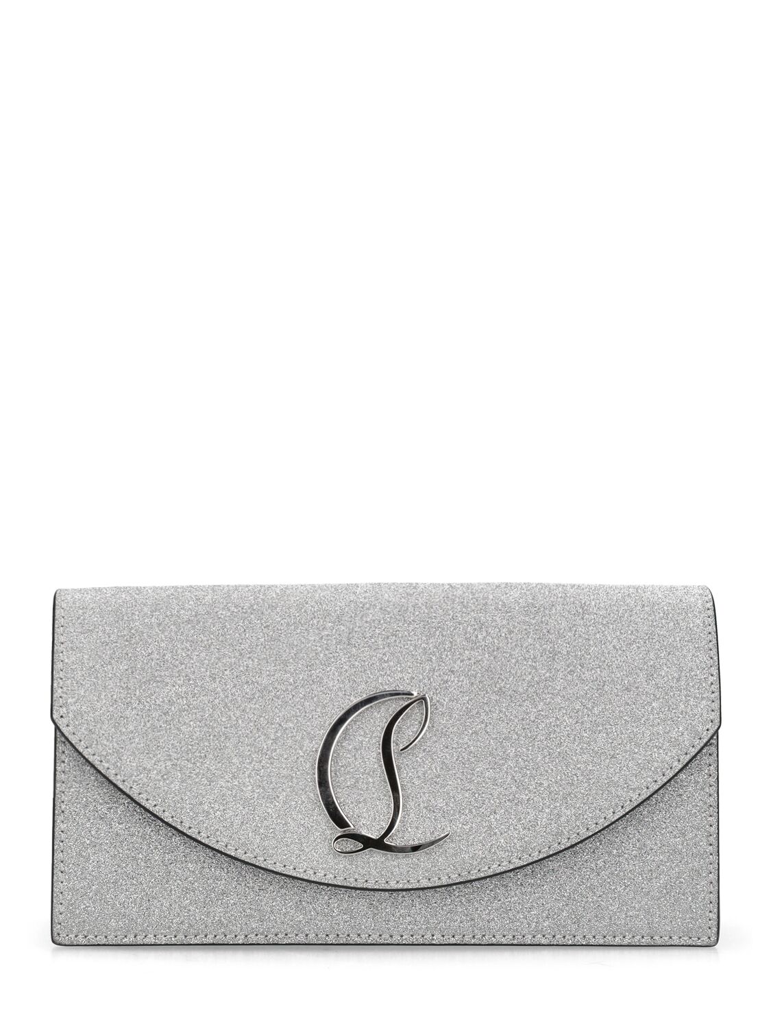 Small Logo Glittered Leather Clutch
