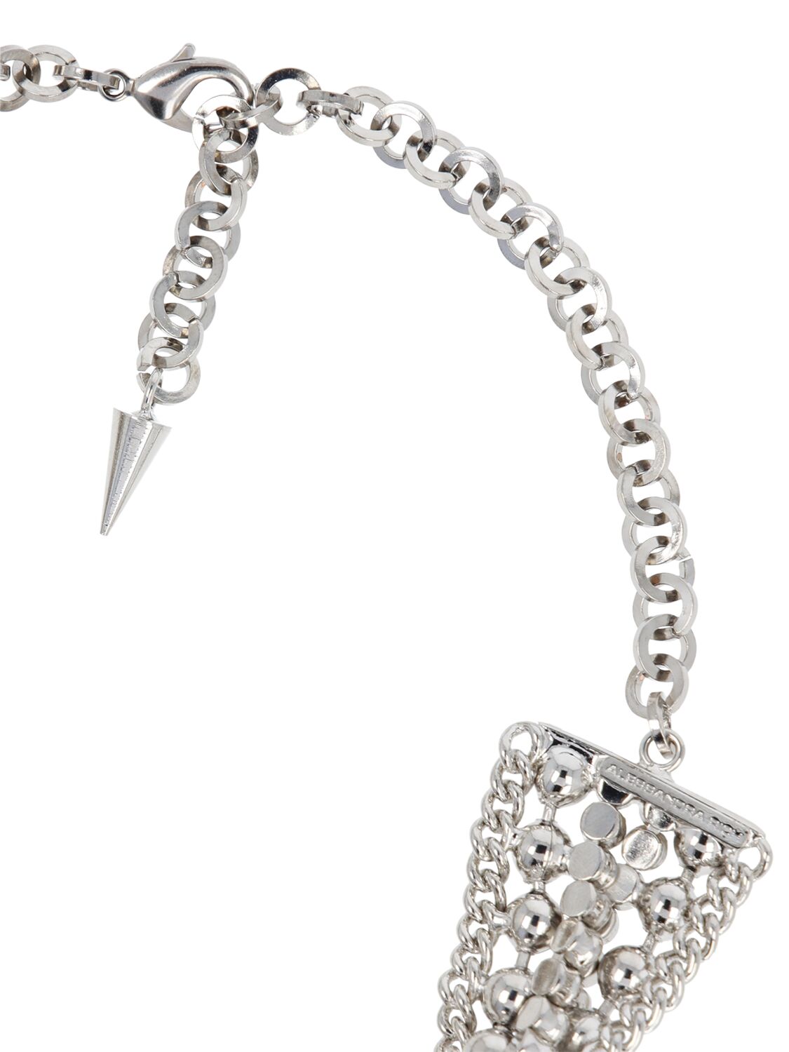 Shop Alessandra Rich Twisted Choker W/ Crystals & Spikes In Silver