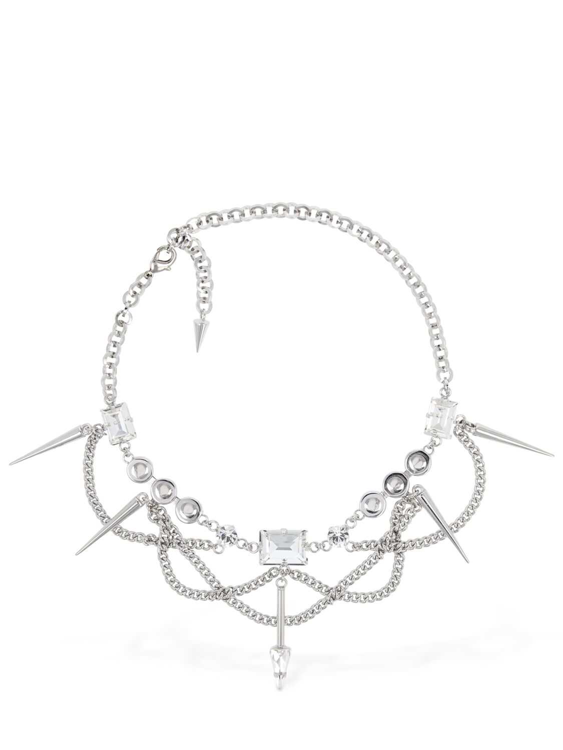 Chain Necklace W/ Spikes & Crystals