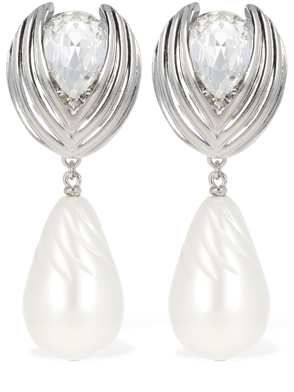 Image of Crystal Earrings W/ Pearl Pendant