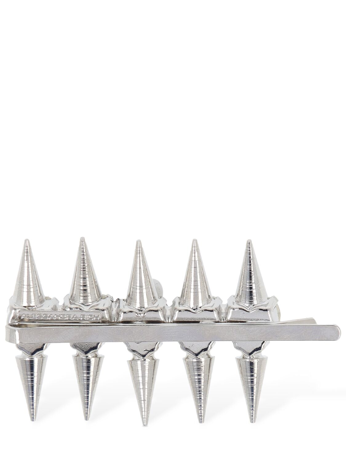 Shop Alessandra Rich Crystal Heart Hair Clip W/ Spikes In Silver