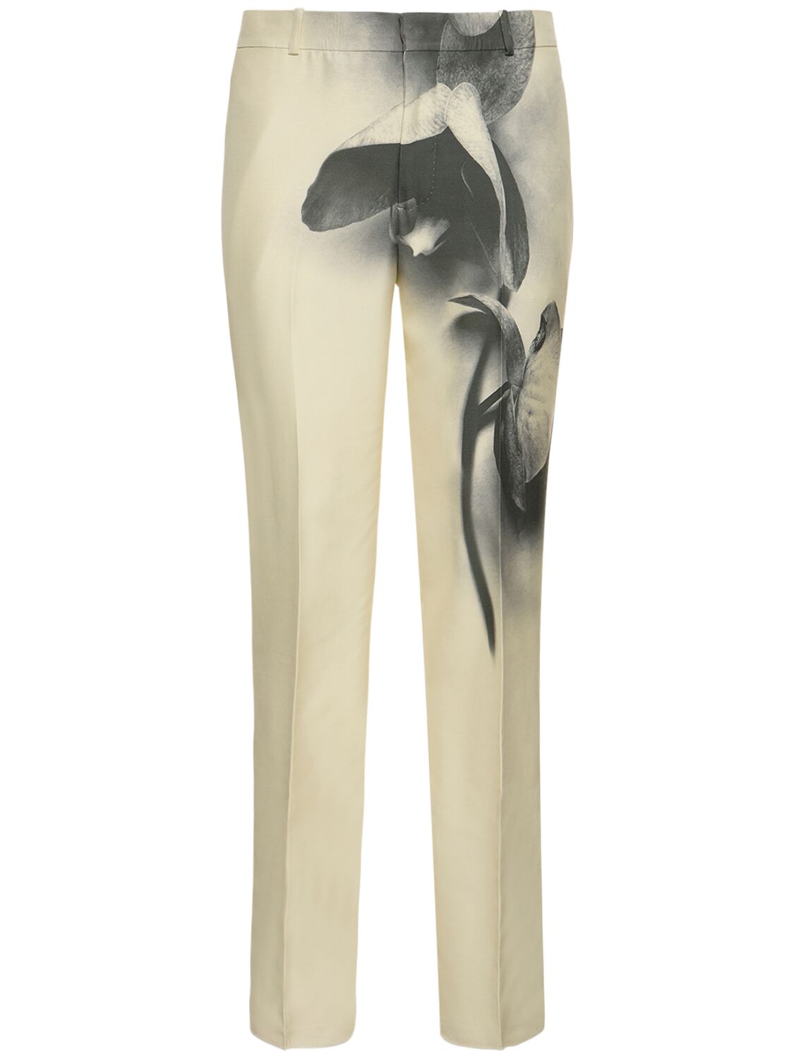 ALEXANDER MCQUEEN ORCHID PRINTED VISCOSE CIGARETTE PANTS