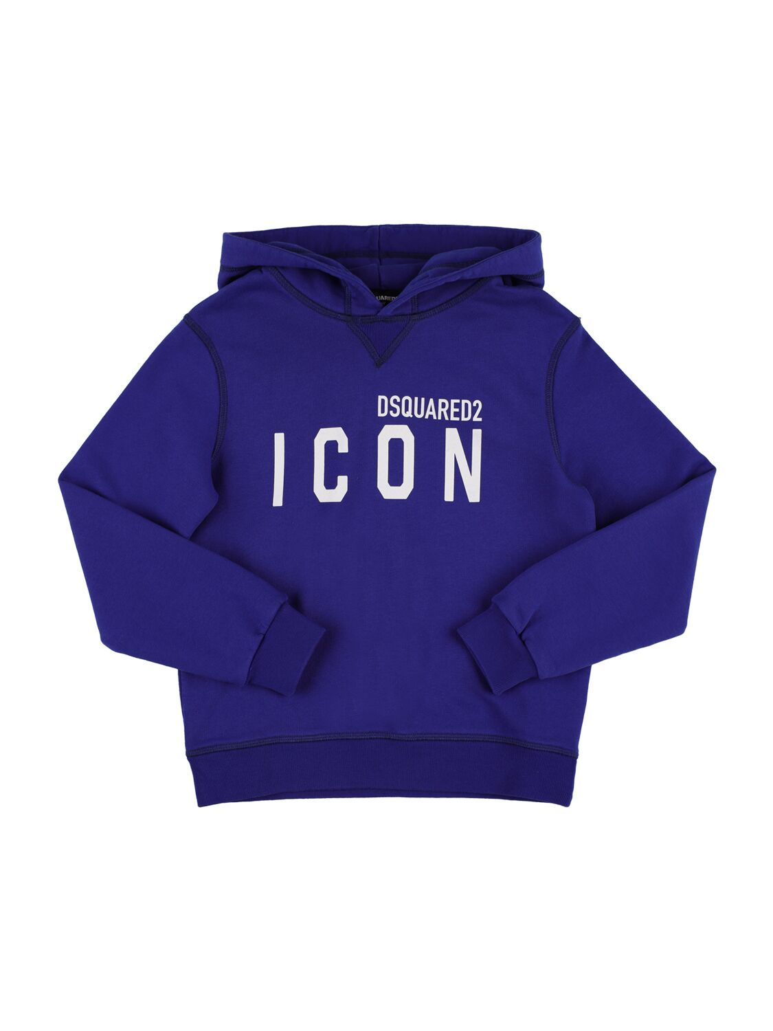 Dsquared2 Kids' Icon Print Cotton Hoodie In Royal Blue