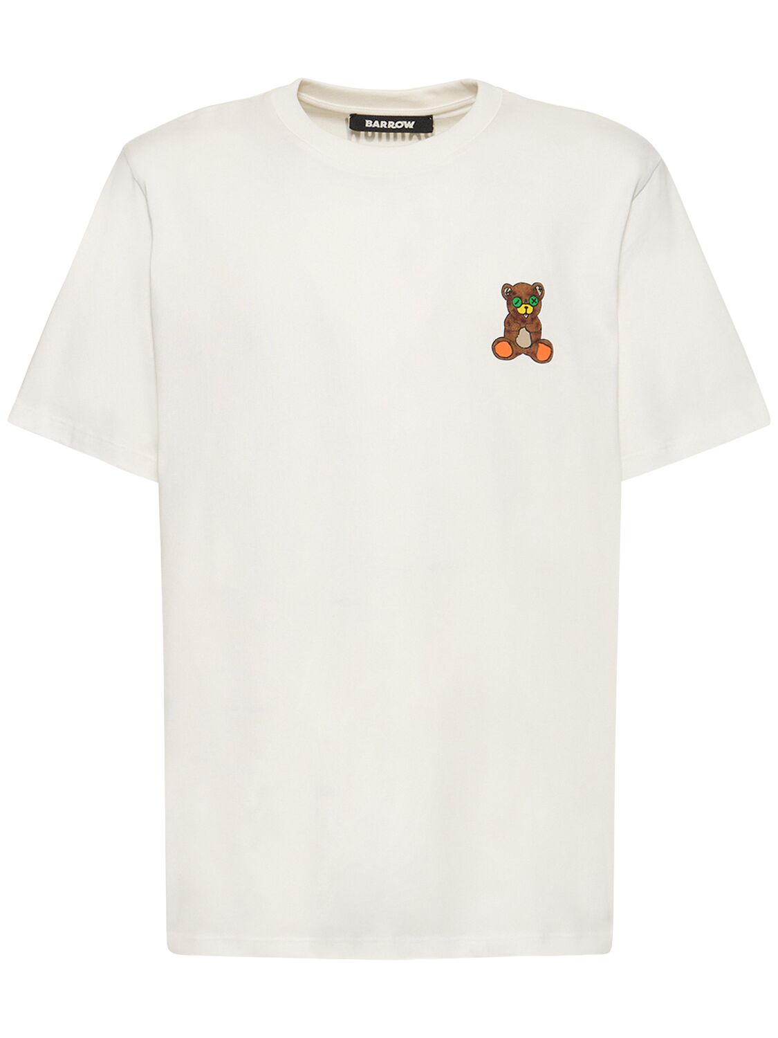 Shop Barrow Bear Printed Cotton T-shirt In White