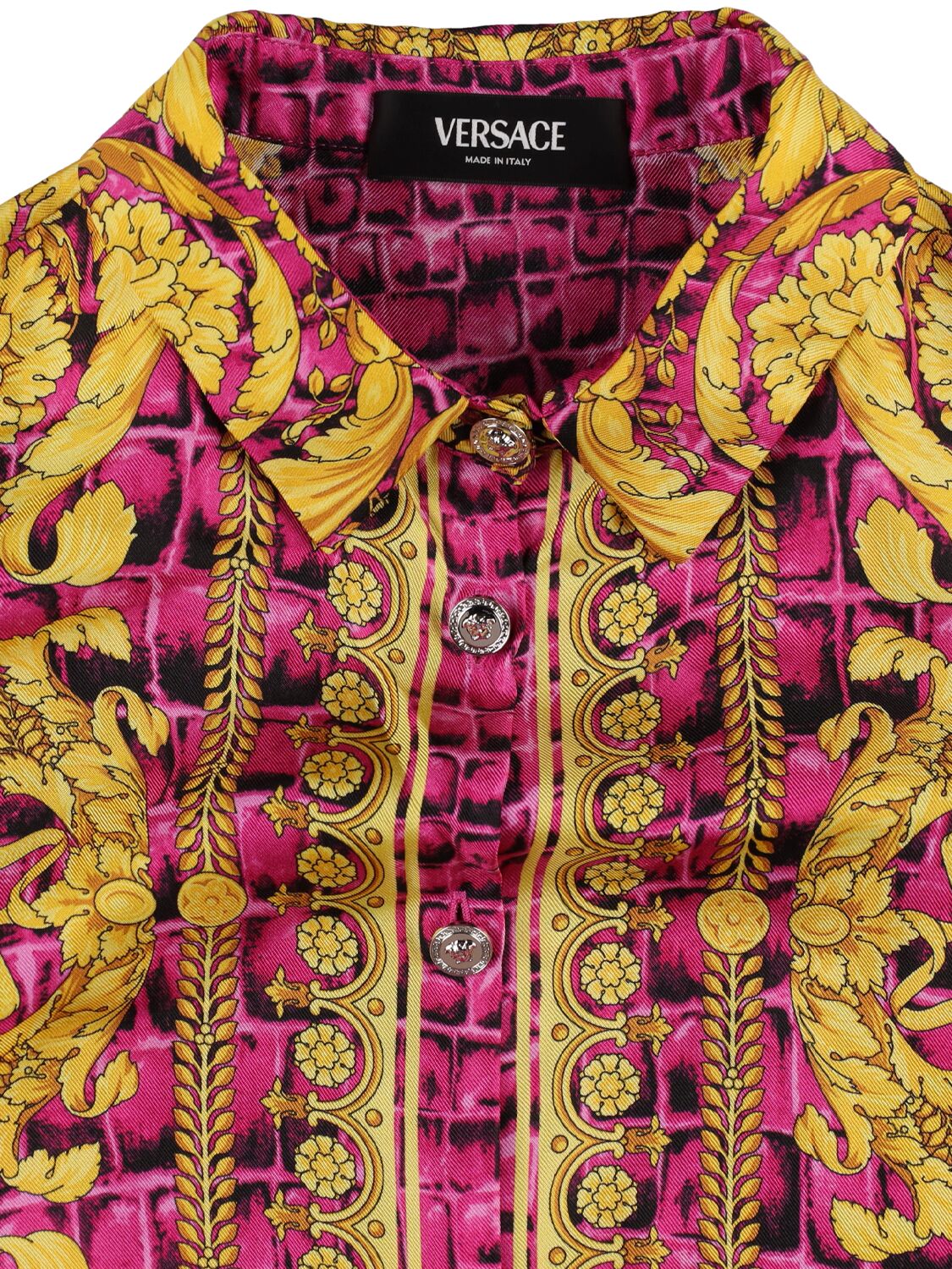 Shop Versace Barocco Print Silk Twill Shirt In Multicolor