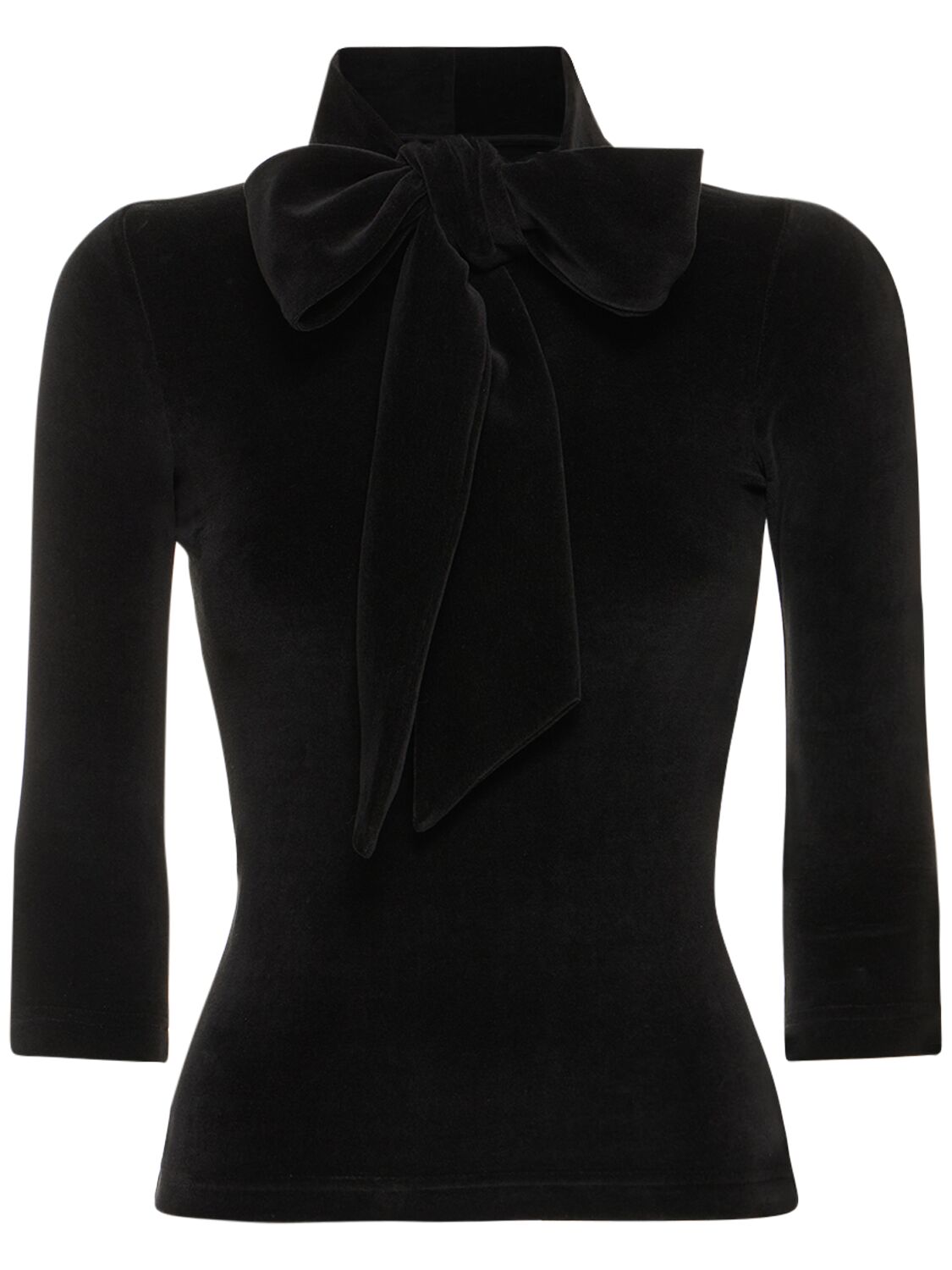 Balenciaga Cotton Velvet Turtleneck W/bow In Black