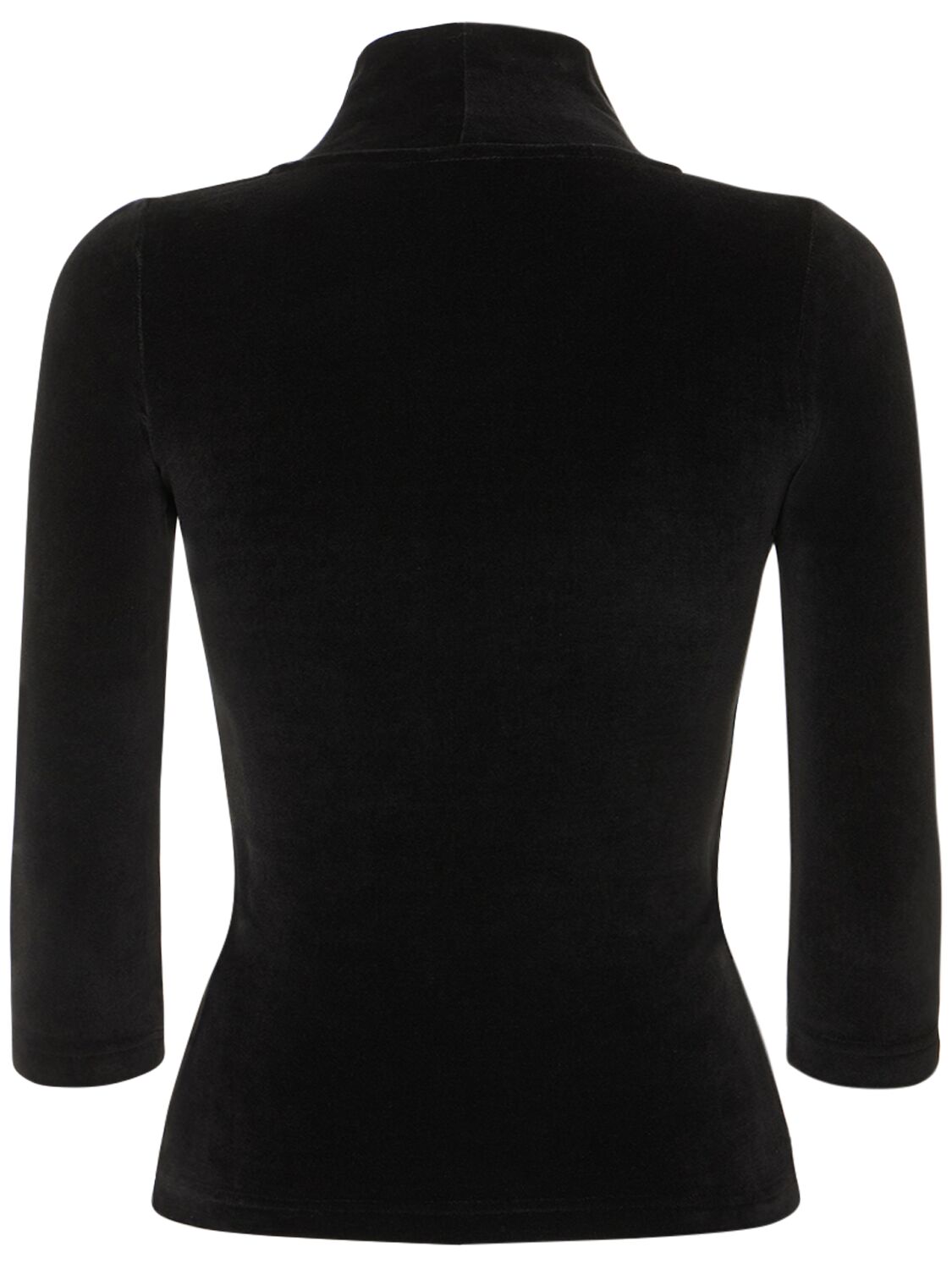 Shop Balenciaga Cotton Velvet Turtleneck W/bow In Black