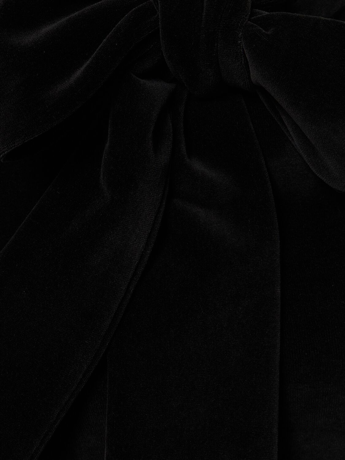 Shop Balenciaga Cotton Velvet Turtleneck W/bow In Black