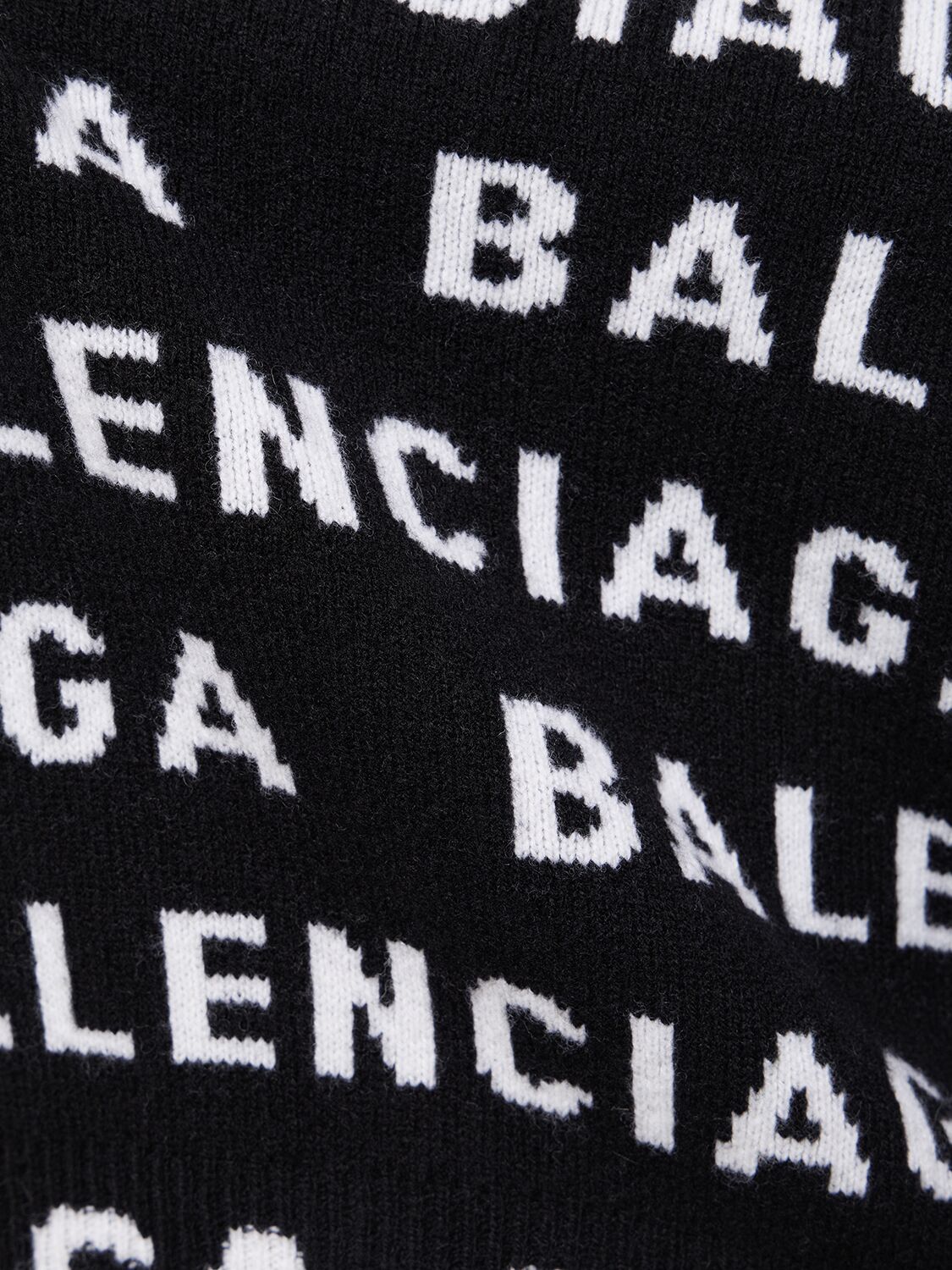 Shop Balenciaga All Over Logo Wool Blend Sweater In Black,white